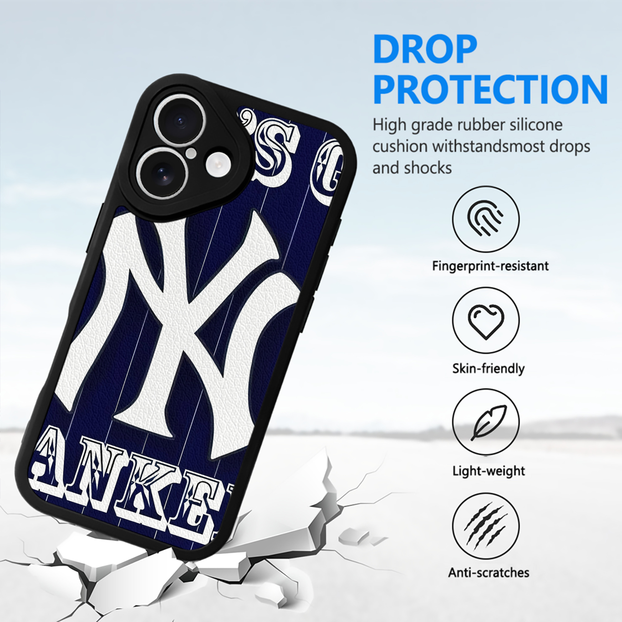 New York Yankees 237 IPhone 16 Silicone Leather Case – UV Print, Lambskin Texture – Perfect Fit, Wireless Charging Compatible, Scratch Resistant, Precise Cutouts – Stylish Protection For IPhone 16