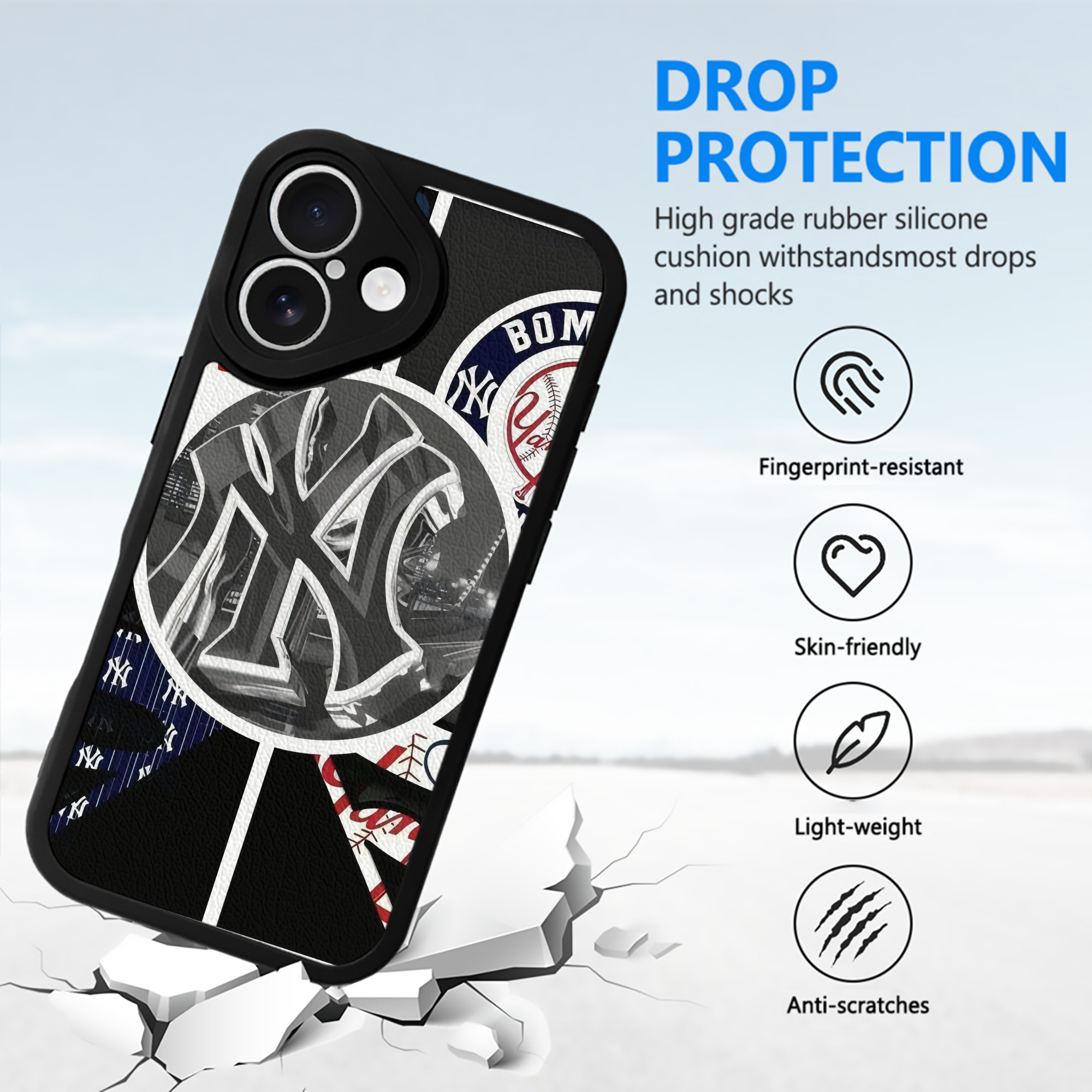 New York Yankees 269 IPhone 16 Silicone Leather Case – UV Print, Lambskin Texture – Perfect Fit, Wireless Charging Compatible, Scratch Resistant, Precise Cutouts – Stylish Protection For IPhone 16