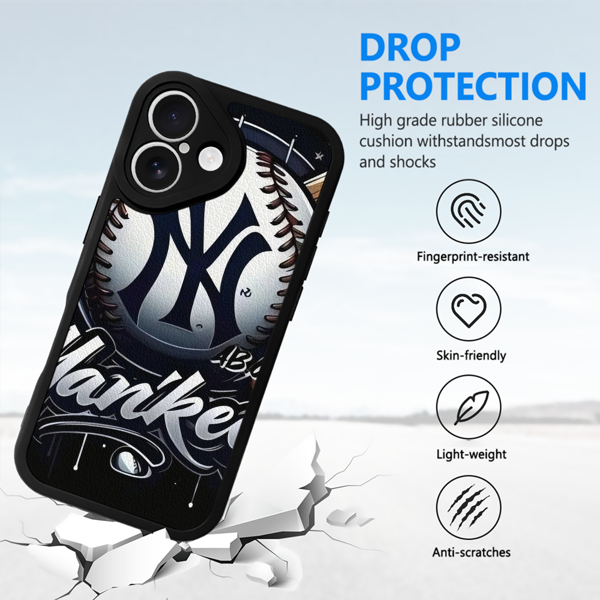 New York Yankees 241 IPhone 16 Silicone Leather Case – UV Print, Lambskin Texture – Perfect Fit, Wireless Charging Compatible, Scratch Resistant, Precise Cutouts – Stylish Protection For IPhone 16
