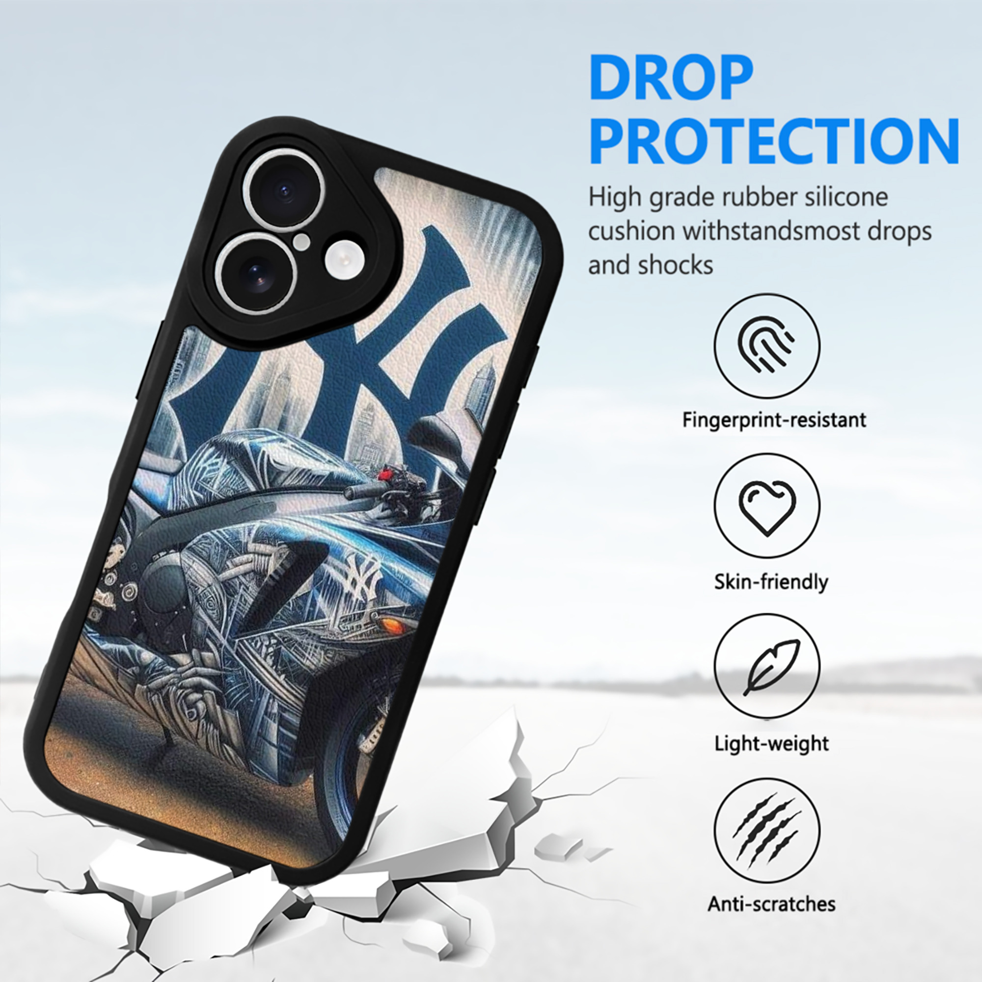 New York Yankees 327 IPhone 16 Silicone Leather Case – UV Print, Lambskin Texture – Perfect Fit, Wireless Charging Compatible, Scratch Resistant, Precise Cutouts – Stylish Protection For IPhone 16