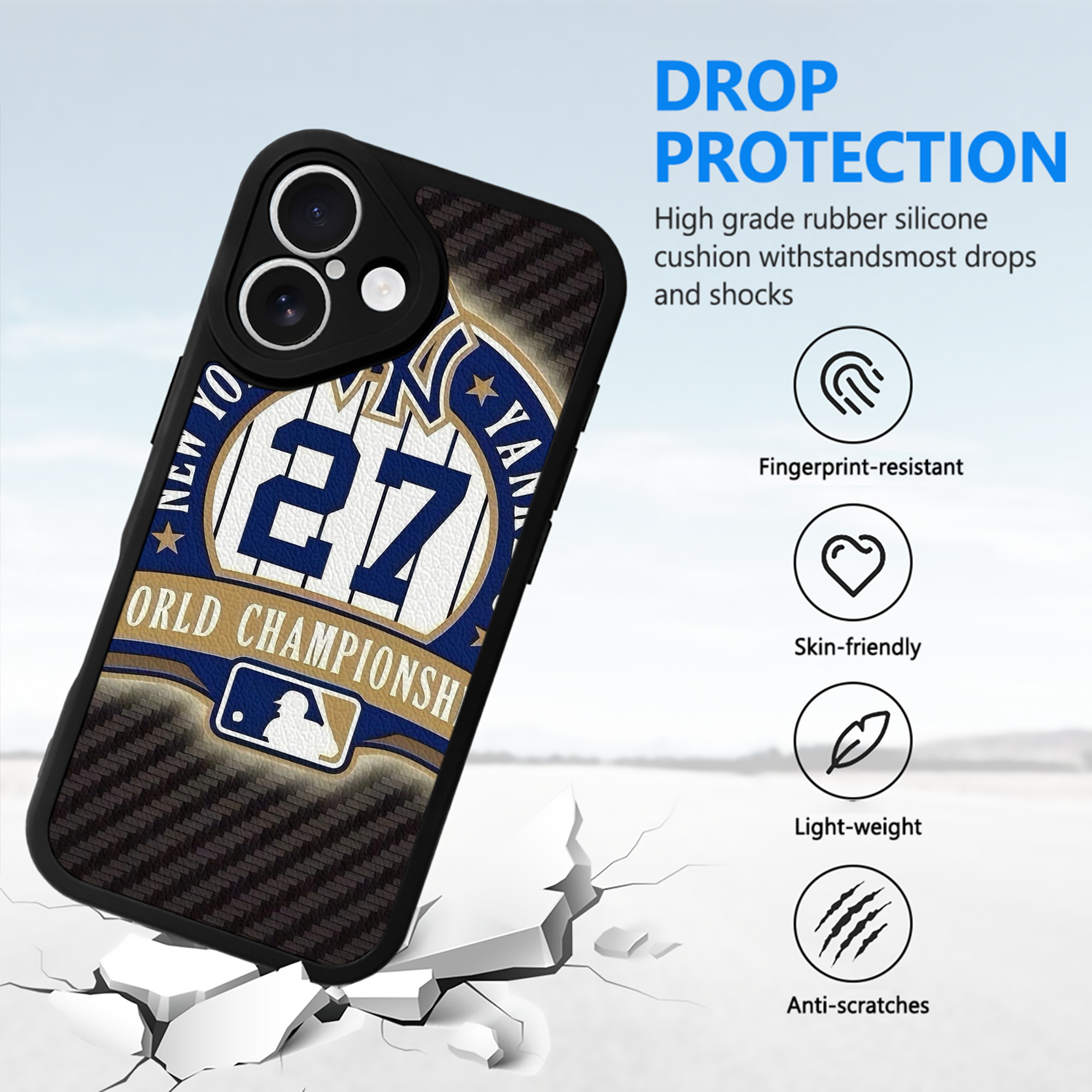 New York Yankees 260 IPhone 16 Silicone Leather Case – UV Print, Lambskin Texture – Perfect Fit, Wireless Charging Compatible, Scratch Resistant, Precise Cutouts – Stylish Protection For IPhone 16