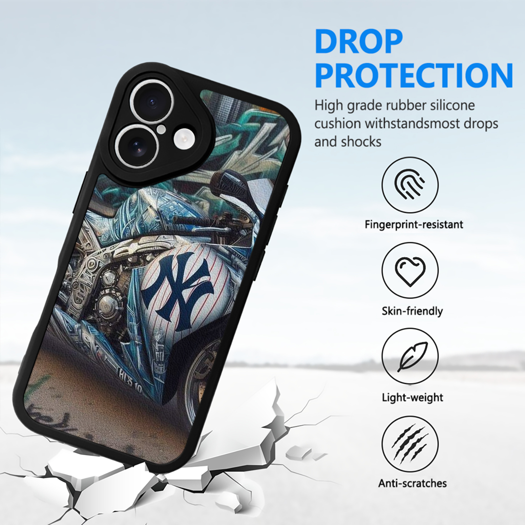 New York Yankees 343 IPhone 16 Silicone Leather Case – UV Print, Lambskin Texture – Perfect Fit, Wireless Charging Compatible, Scratch Resistant, Precise Cutouts – Stylish Protection For IPhone 16