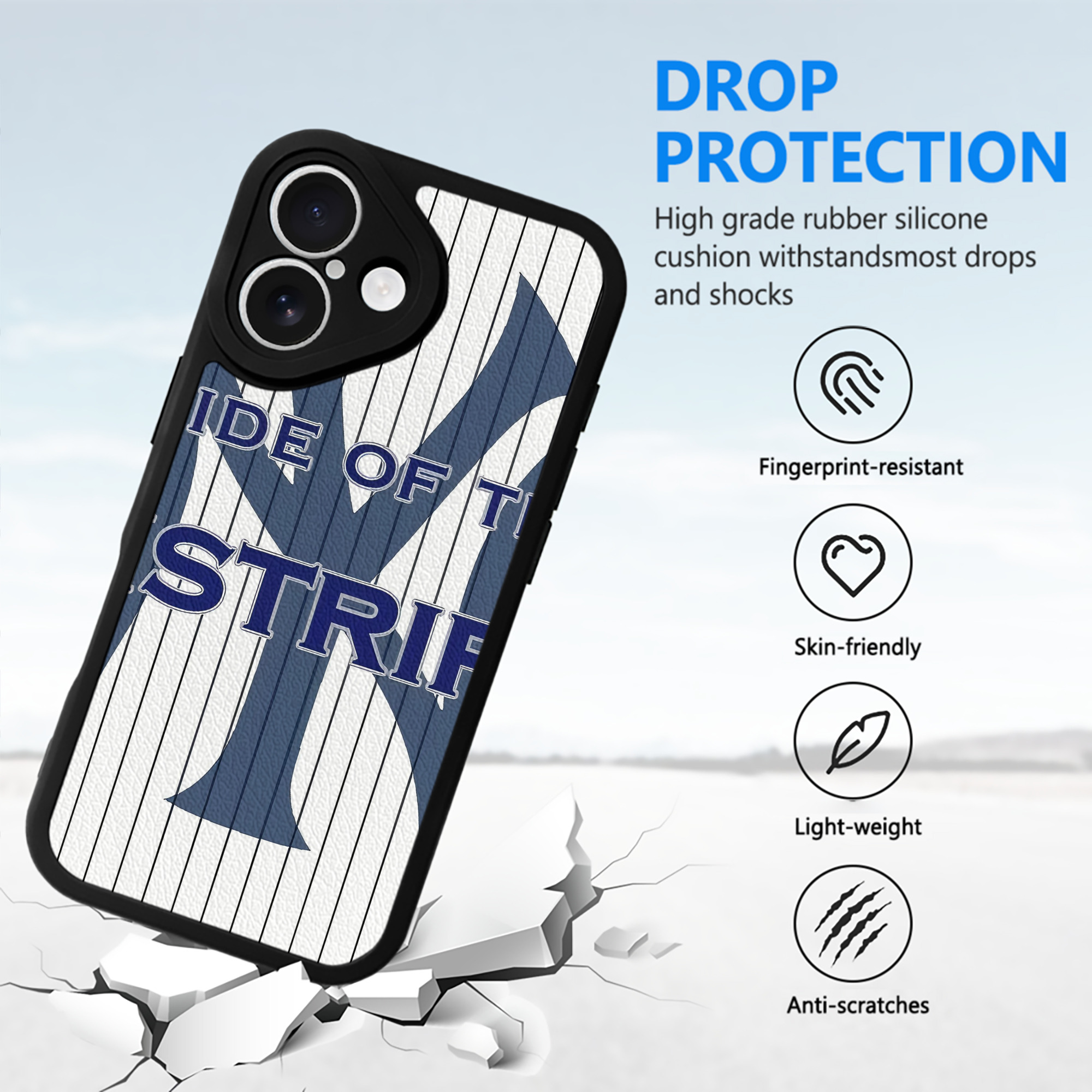 New York Yankees 267 IPhone 16 Silicone Leather Case – UV Print, Lambskin Texture – Perfect Fit, Wireless Charging Compatible, Scratch Resistant, Precise Cutouts – Stylish Protection For IPhone 16