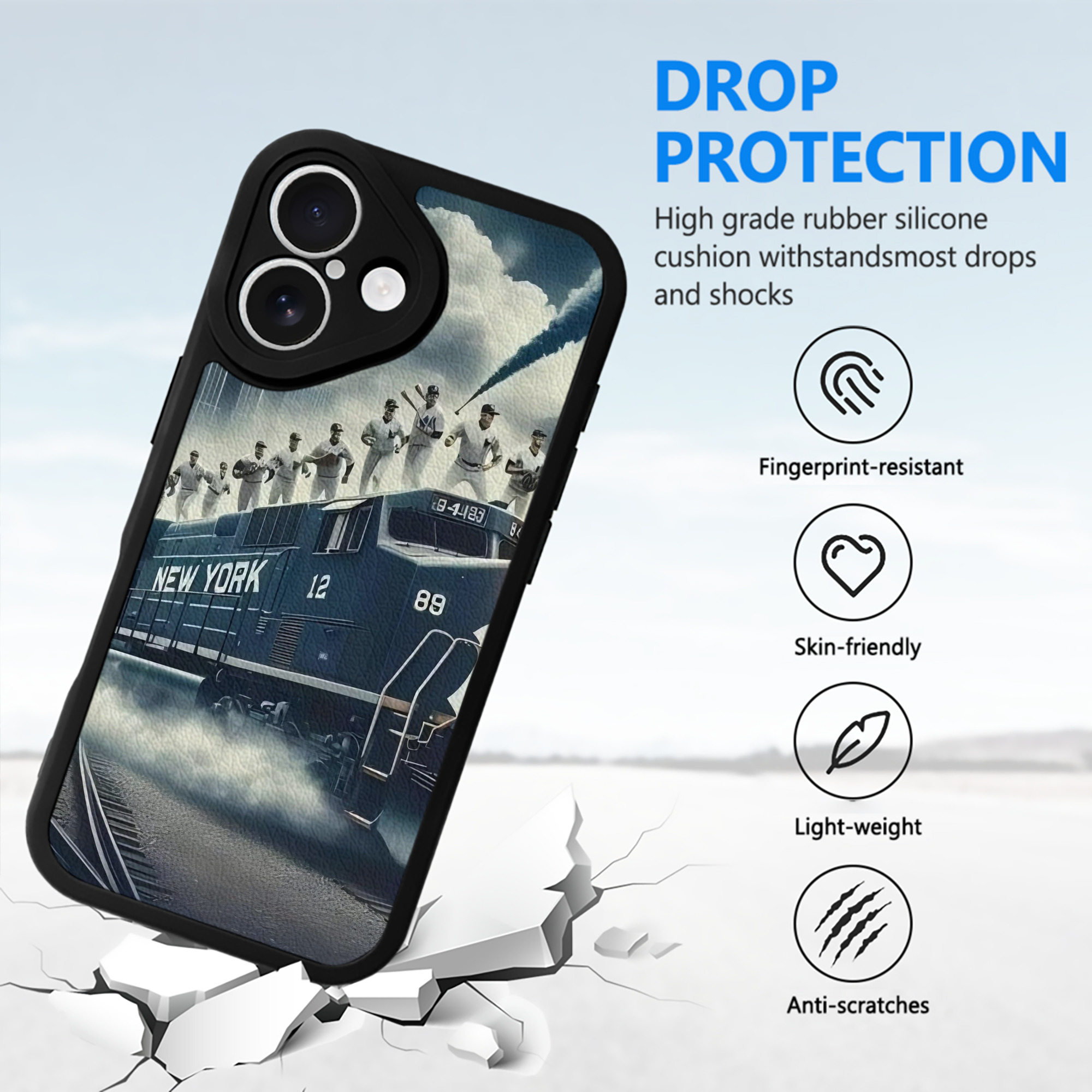 New York Yankees 265 IPhone 16 Silicone Leather Case – UV Print, Lambskin Texture – Perfect Fit, Wireless Charging Compatible, Scratch Resistant, Precise Cutouts – Stylish Protection For IPhone 16