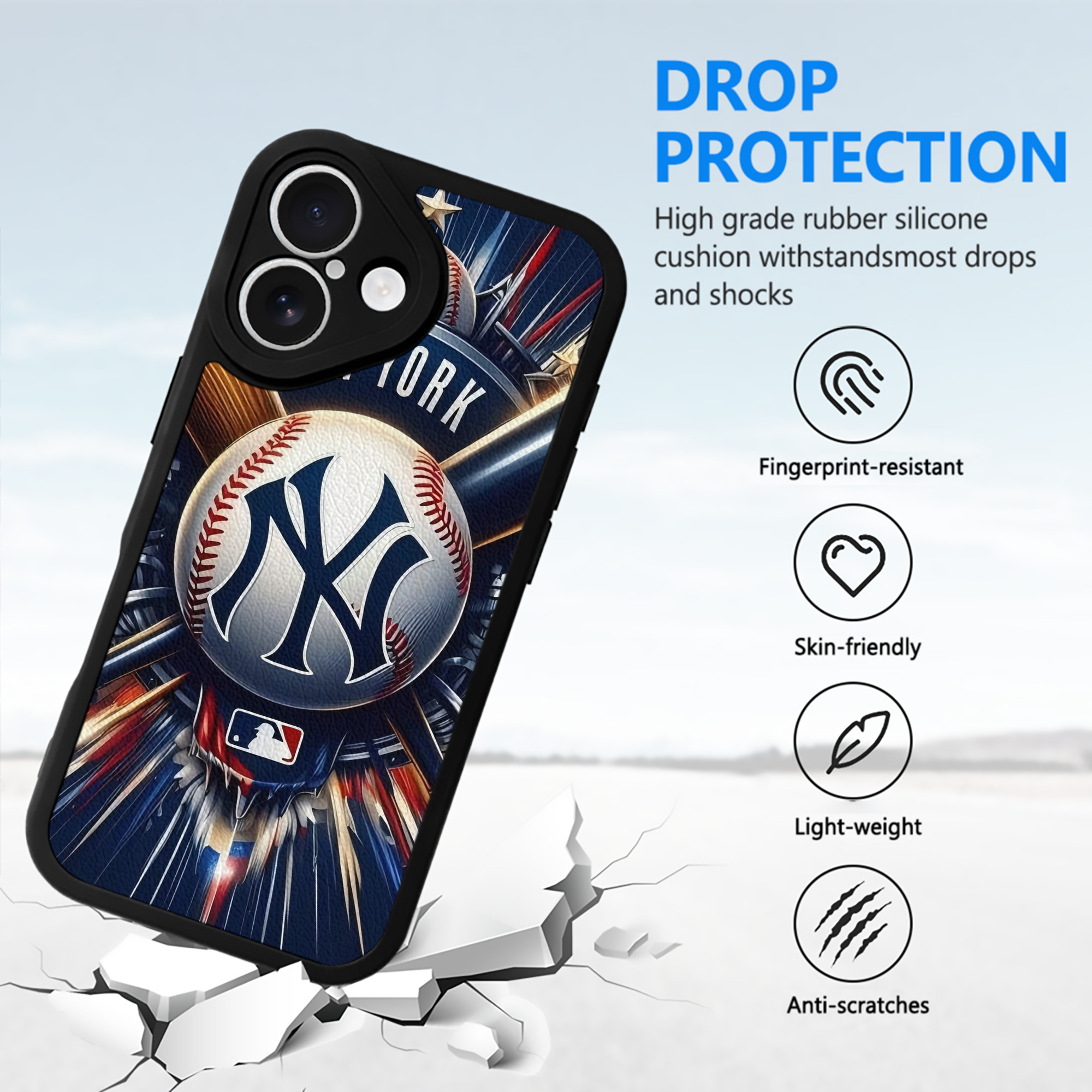 New York Yankees 268 IPhone 16 Silicone Leather Case – UV Print, Lambskin Texture – Perfect Fit, Wireless Charging Compatible, Scratch Resistant, Precise Cutouts – Stylish Protection For IPhone 16