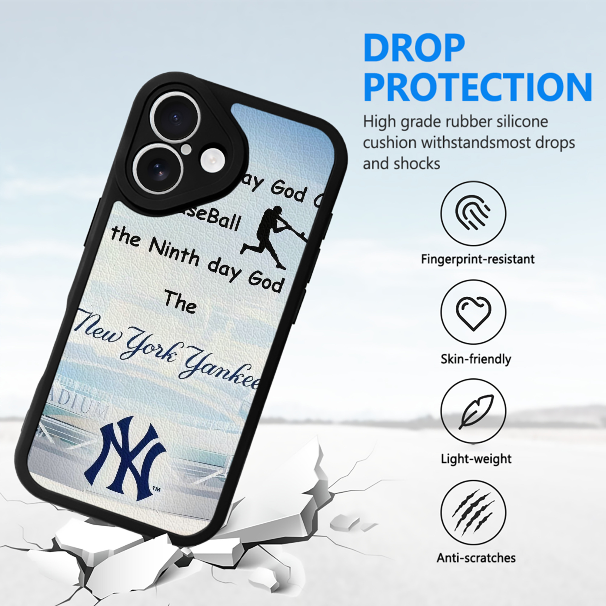 New York Yankees 314 IPhone 16 Silicone Leather Case – UV Print, Lambskin Texture – Perfect Fit, Wireless Charging Compatible, Scratch Resistant, Precise Cutouts – Stylish Protection For IPhone 16
