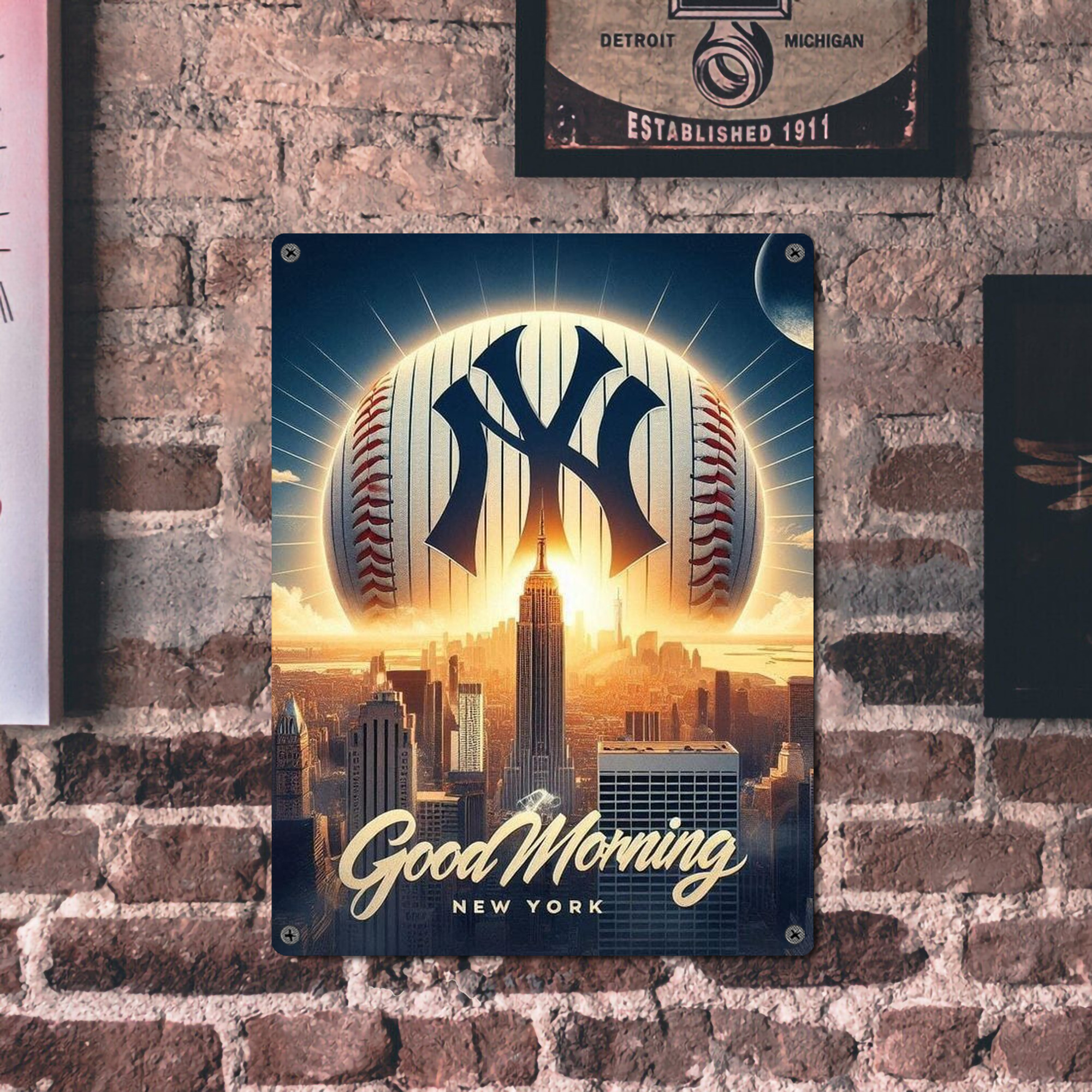 New York Yankees 111 Vintage Metal Tin Sign 12x16inch – Retro Wall Art Decor For Home, Bar, Kitchen, Bedroom, Office – Durable Iron Sheet Poster, Easy To Hang, Full-Color Printing