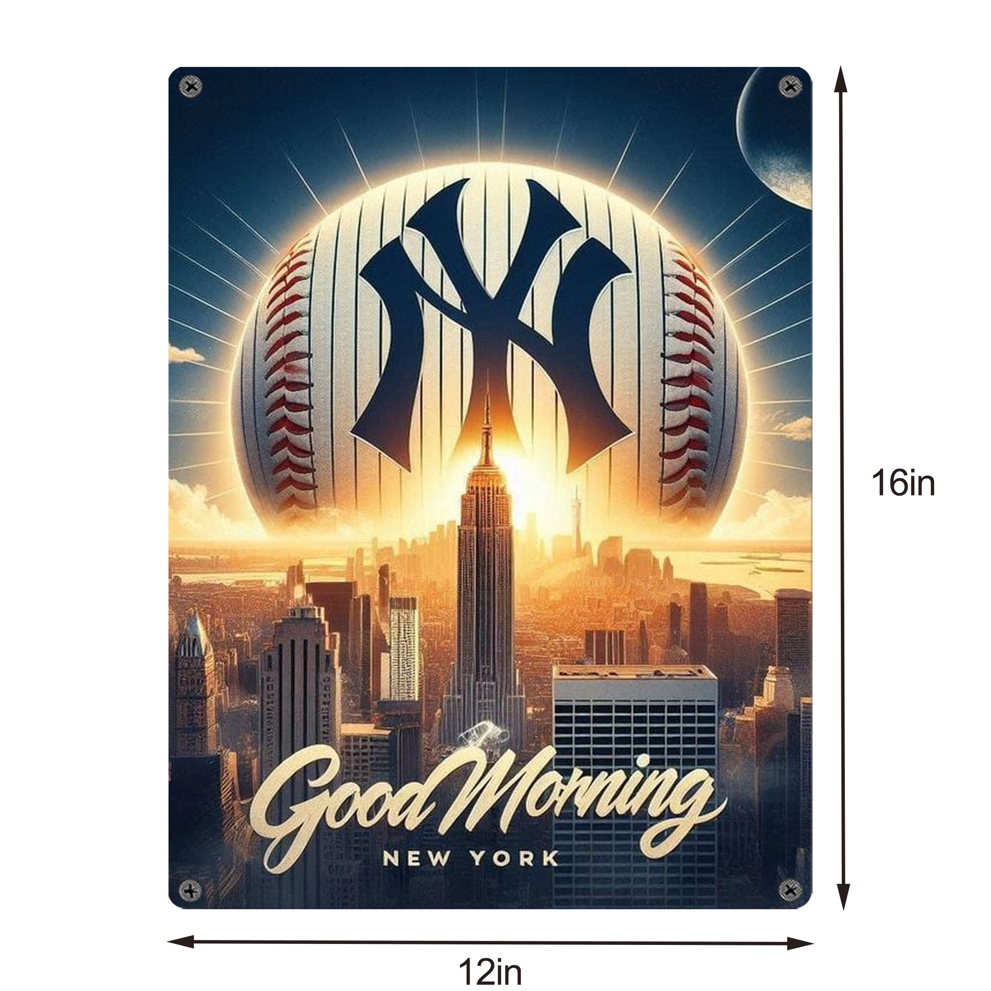 New York Yankees 111 Vintage Metal Tin Sign 12x16inch – Retro Wall Art Decor For Home, Bar, Kitchen, Bedroom, Office – Durable Iron Sheet Poster, Easy To Hang, Full-Color Printing