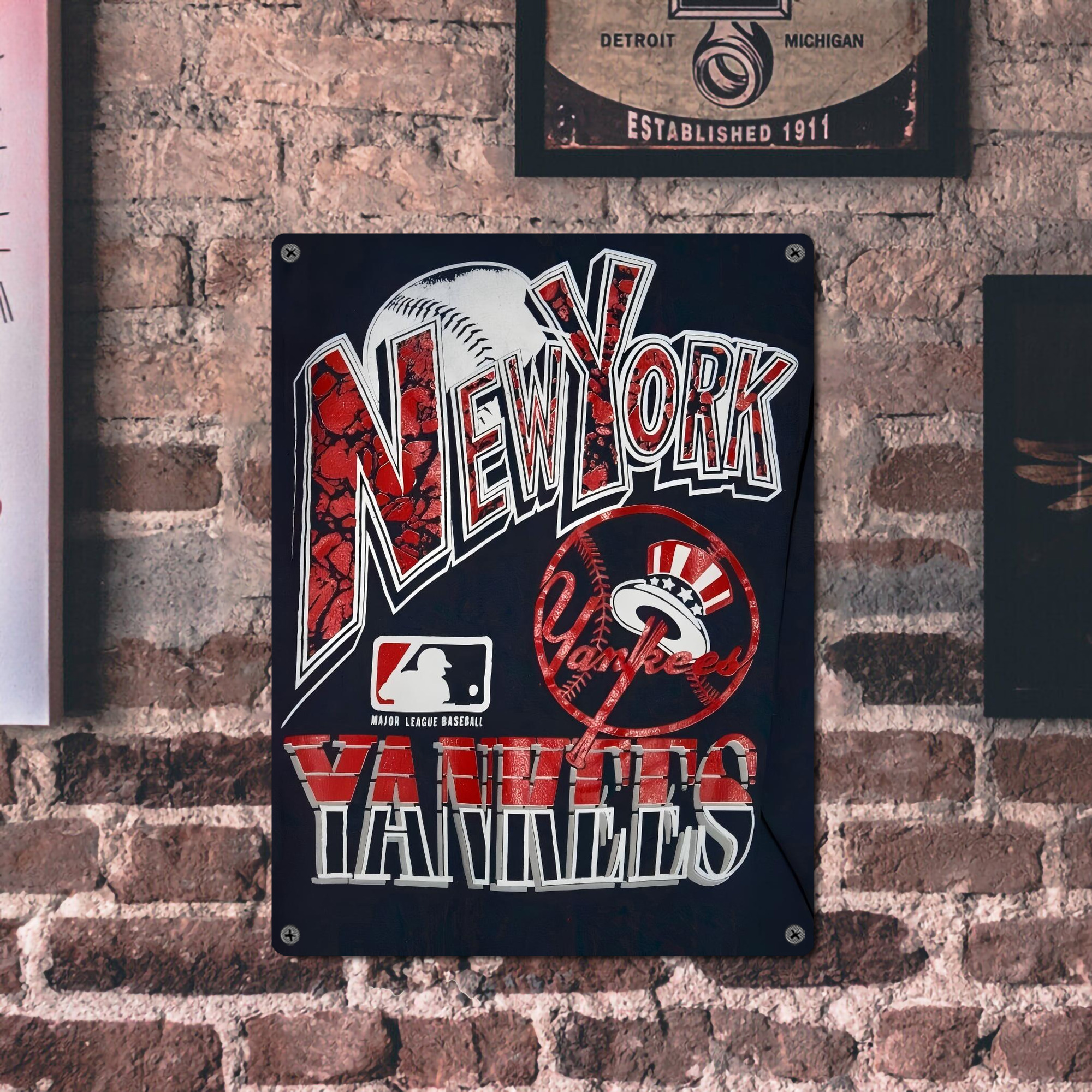 New York Yankees 125 Vintage Metal Tin Sign 12x16inch – Retro Wall Art Decor For Home, Bar, Kitchen, Bedroom, Office – Durable Iron Sheet Poster, Easy To Hang, Full-Color Printing