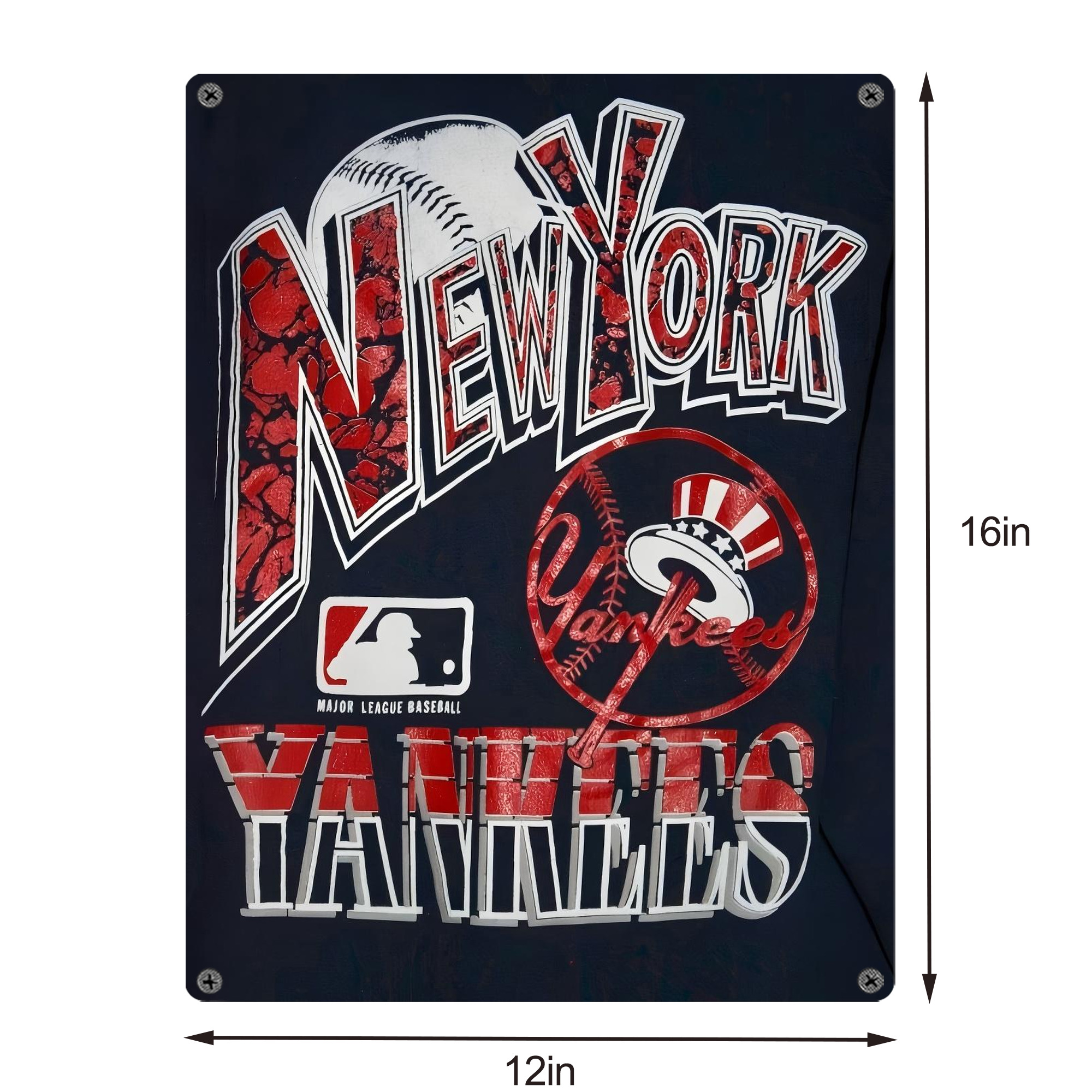 New York Yankees 125 Vintage Metal Tin Sign 12x16inch – Retro Wall Art Decor For Home, Bar, Kitchen, Bedroom, Office – Durable Iron Sheet Poster, Easy To Hang, Full-Color Printing