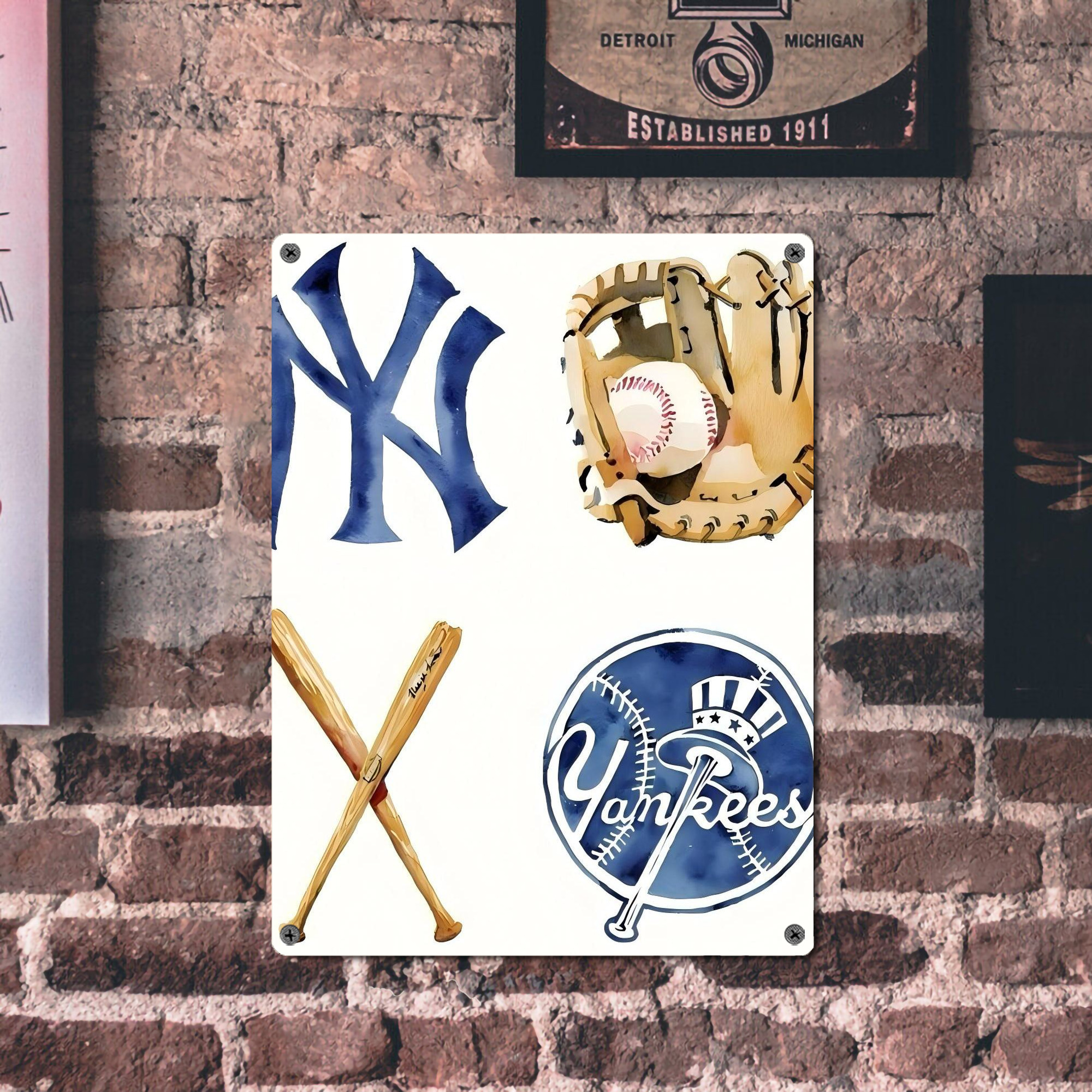 New York Yankees 119 Vintage Metal Tin Sign 12x16inch – Retro Wall Art Decor For Home, Bar, Kitchen, Bedroom, Office – Durable Iron Sheet Poster, Easy To Hang, Full-Color Printing