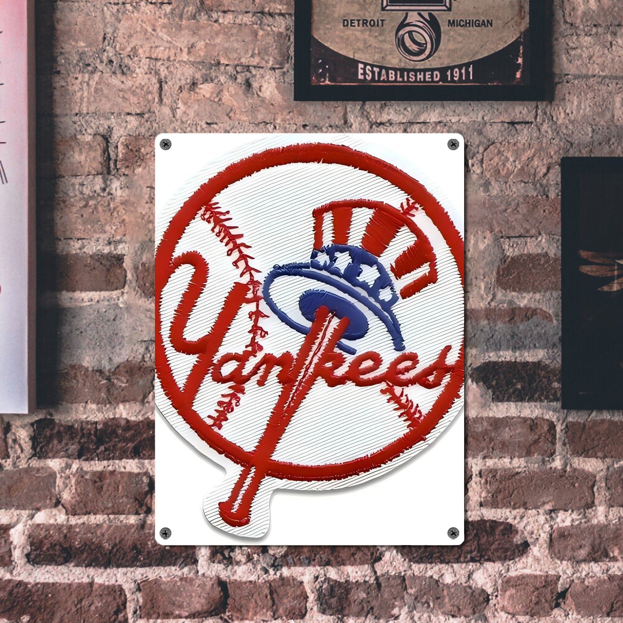 New York Yankees 123 Vintage Metal Tin Sign 12x16inch – Retro Wall Art Decor For Home, Bar, Kitchen, Bedroom, Office – Durable Iron Sheet Poster, Easy To Hang, Full-Color Printing