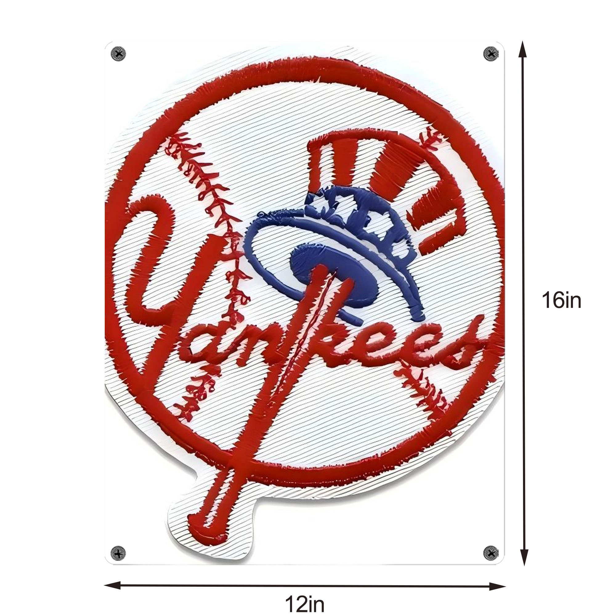 New York Yankees 123 Vintage Metal Tin Sign 12x16inch – Retro Wall Art Decor For Home, Bar, Kitchen, Bedroom, Office – Durable Iron Sheet Poster, Easy To Hang, Full-Color Printing