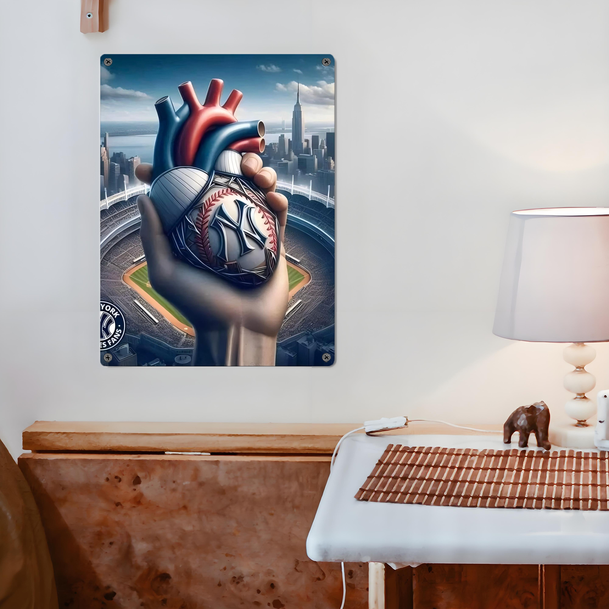 New York Yankees Heart Vintage Metal Tin Sign 12x16inch – Retro Wall Art Decor For Home, Bar, Kitchen, Bedroom, Office – Durable Iron Sheet Poster, Easy To Hang, Full-Color Printing