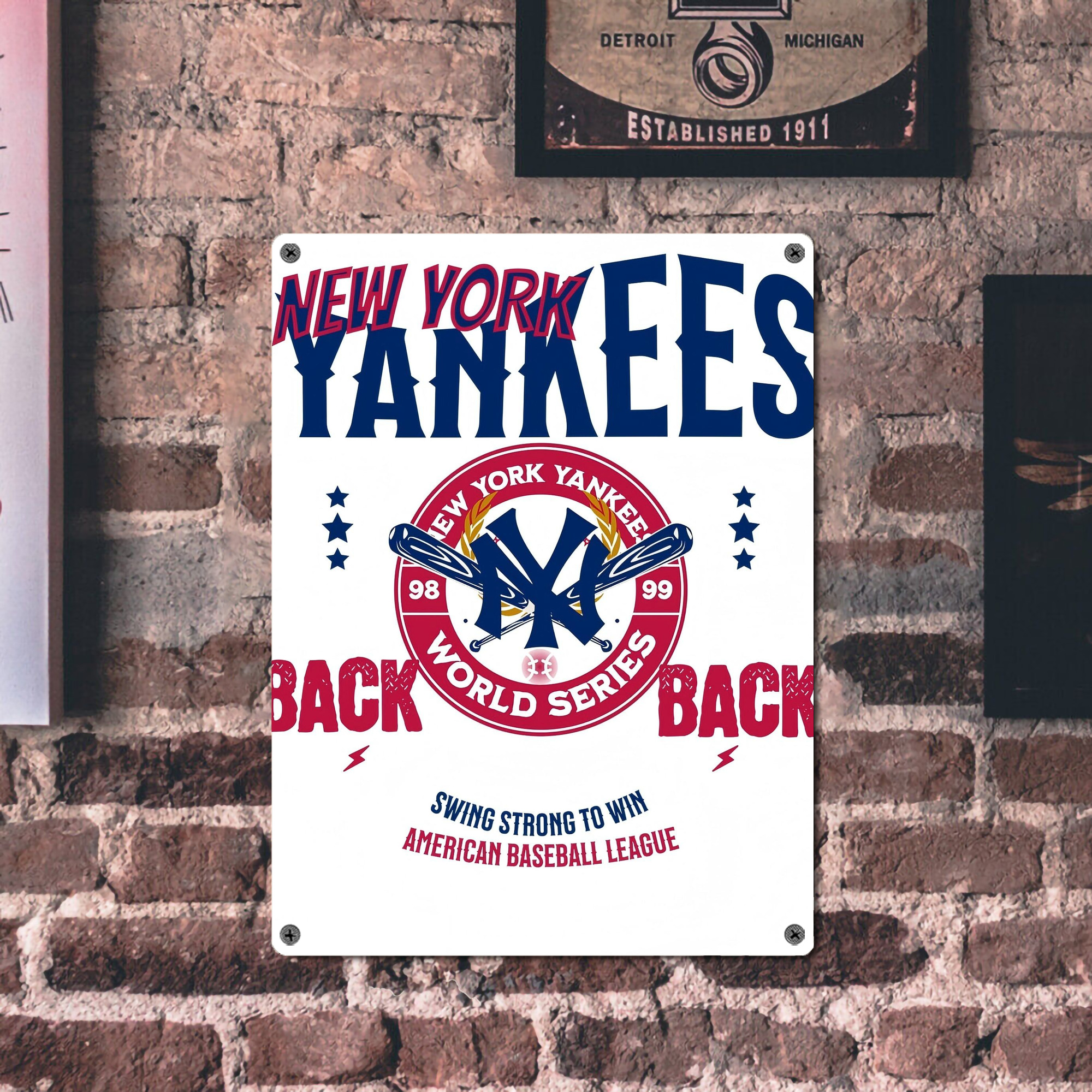 New York Yankees 179 Vintage Metal Tin Sign 12x16inch – Retro Wall Art Decor For Home, Bar, Kitchen, Bedroom, Office – Durable Iron Sheet Poster, Easy To Hang, Full-Color Printing