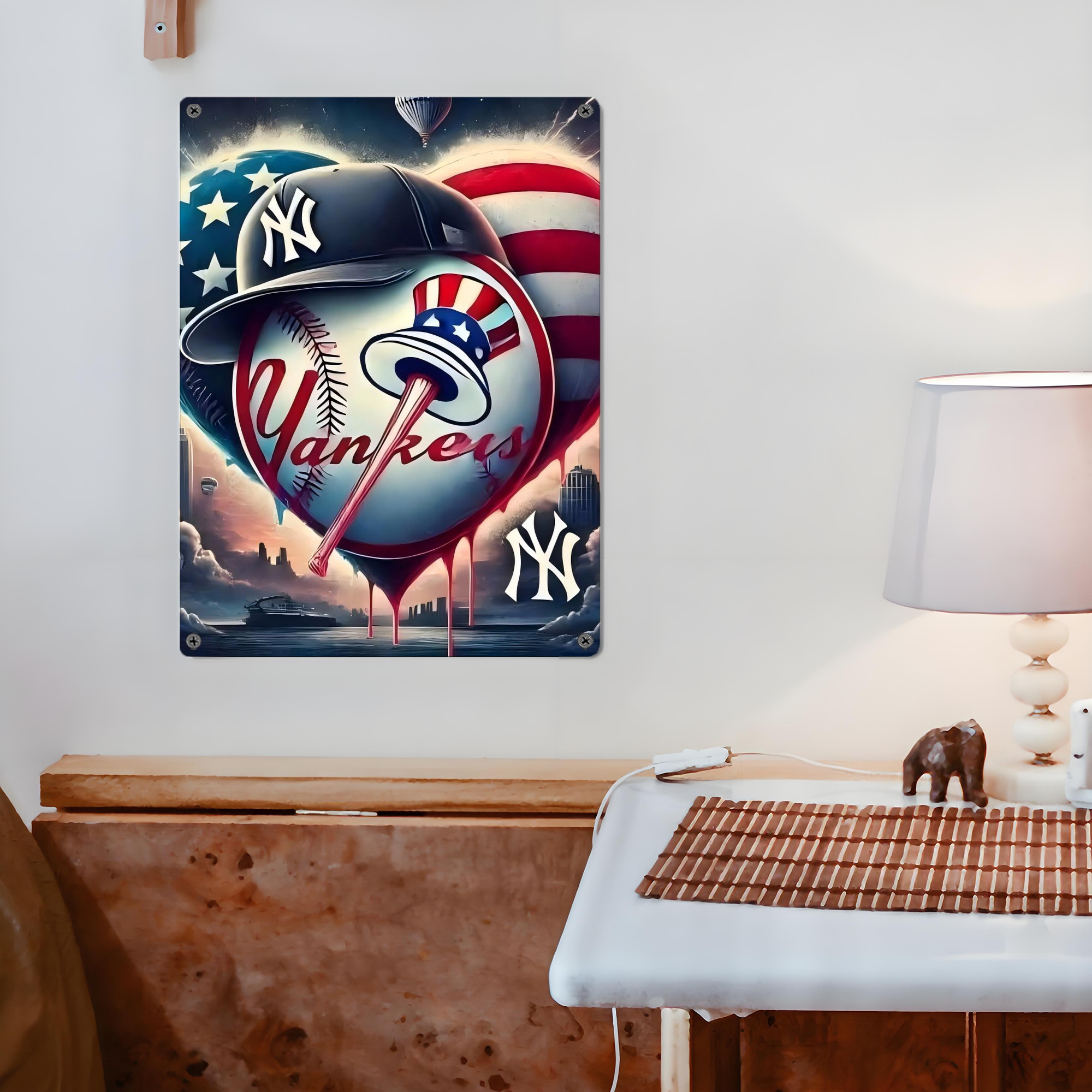 New York Yankees Heart Vintage Metal Tin Sign 12x16inch – Retro Wall Art Decor For Home, Bar, Kitchen, Bedroom, Office – Durable Iron Sheet Poster, Easy To Hang, Full-Color Printing