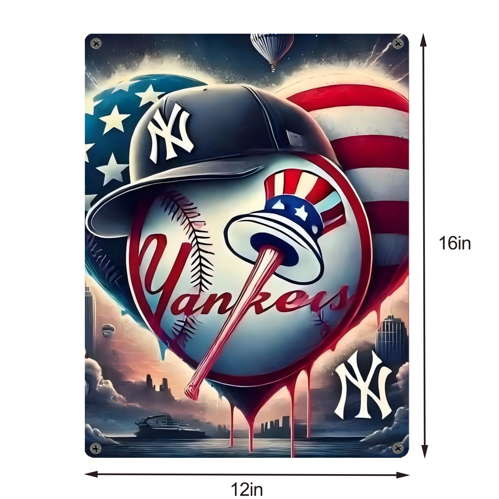 New York Yankees Heart Vintage Metal Tin Sign 12x16inch – Retro Wall Art Decor For Home, Bar, Kitchen, Bedroom, Office – Durable Iron Sheet Poster, Easy To Hang, Full-Color Printing