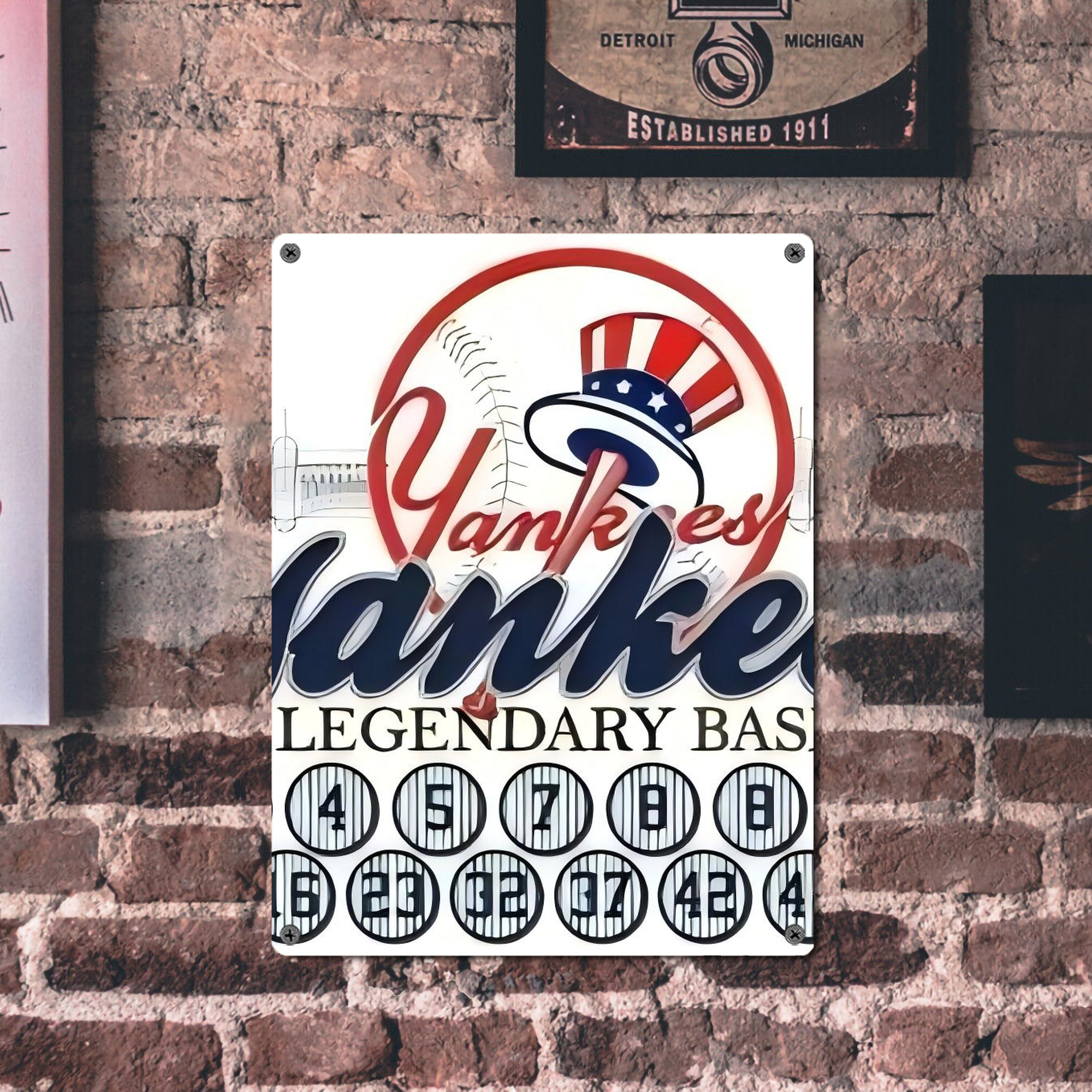 New York Yankees 232 Vintage Metal Tin Sign 12x16inch – Retro Wall Art Decor For Home, Bar, Kitchen, Bedroom, Office – Durable Iron Sheet Poster, Easy To Hang, Full-Color Printing