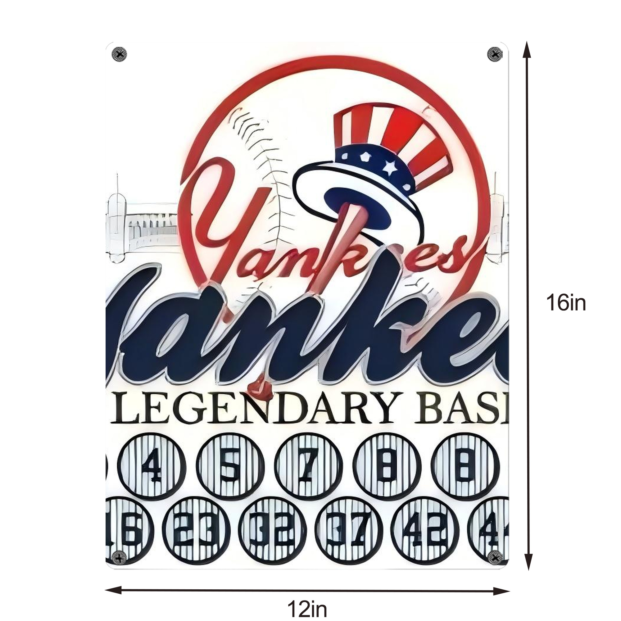New York Yankees 232 Vintage Metal Tin Sign 12x16inch – Retro Wall Art Decor For Home, Bar, Kitchen, Bedroom, Office – Durable Iron Sheet Poster, Easy To Hang, Full-Color Printing