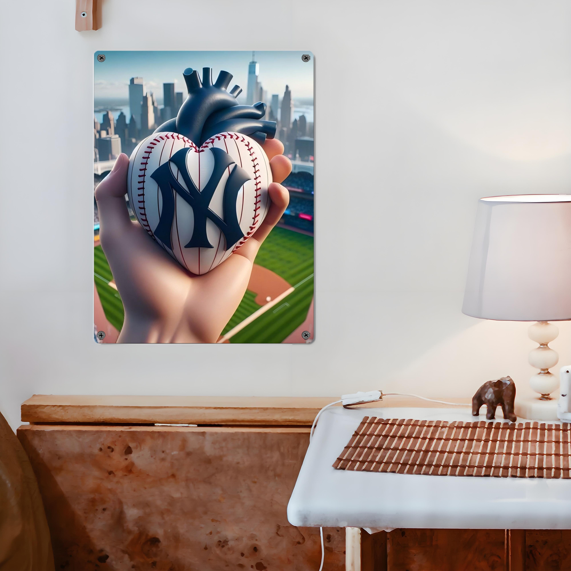New York Yankees Heart Vintage Metal Tin Sign 12x16inch – Retro Wall Art Decor For Home, Bar, Kitchen, Bedroom, Office – Durable Iron Sheet Poster, Easy To Hang, Full-Color Printing