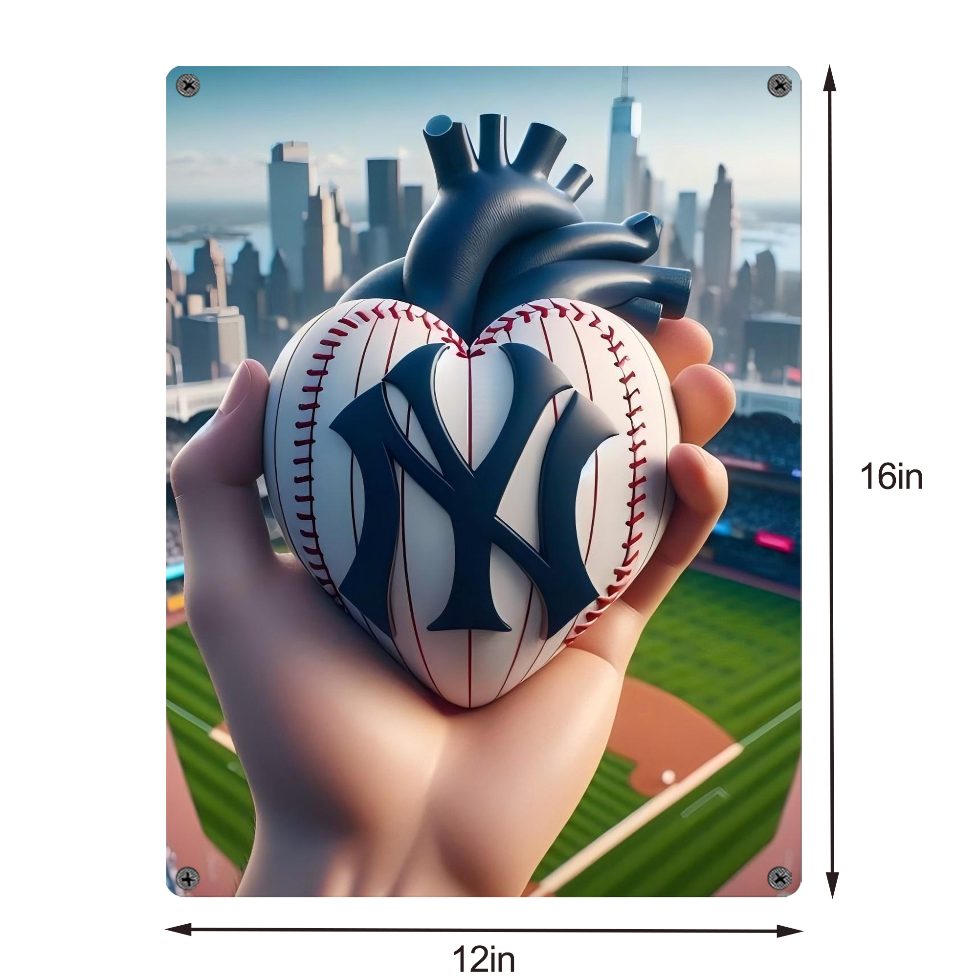 New York Yankees Heart Vintage Metal Tin Sign 12x16inch – Retro Wall Art Decor For Home, Bar, Kitchen, Bedroom, Office – Durable Iron Sheet Poster, Easy To Hang, Full-Color Printing