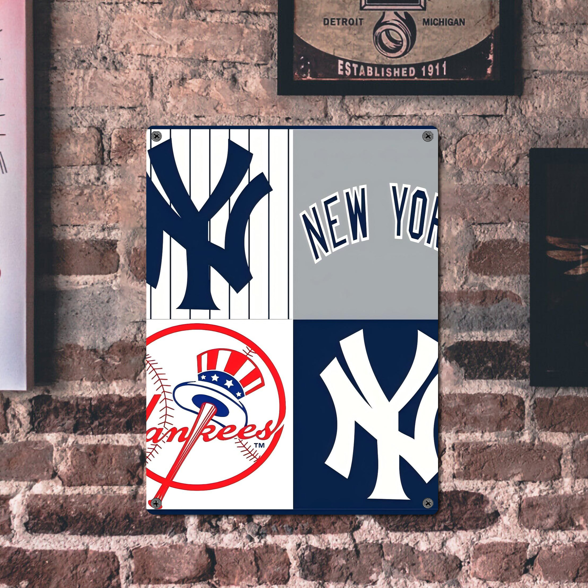 New York Yankees 238 Vintage Metal Tin Sign 12x16inch – Retro Wall Art Decor For Home, Bar, Kitchen, Bedroom, Office – Durable Iron Sheet Poster, Easy To Hang, Full-Color Printing