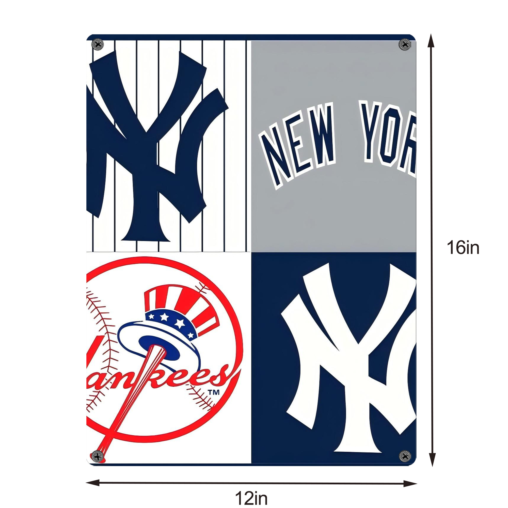 New York Yankees 238 Vintage Metal Tin Sign 12x16inch – Retro Wall Art Decor For Home, Bar, Kitchen, Bedroom, Office – Durable Iron Sheet Poster, Easy To Hang, Full-Color Printing