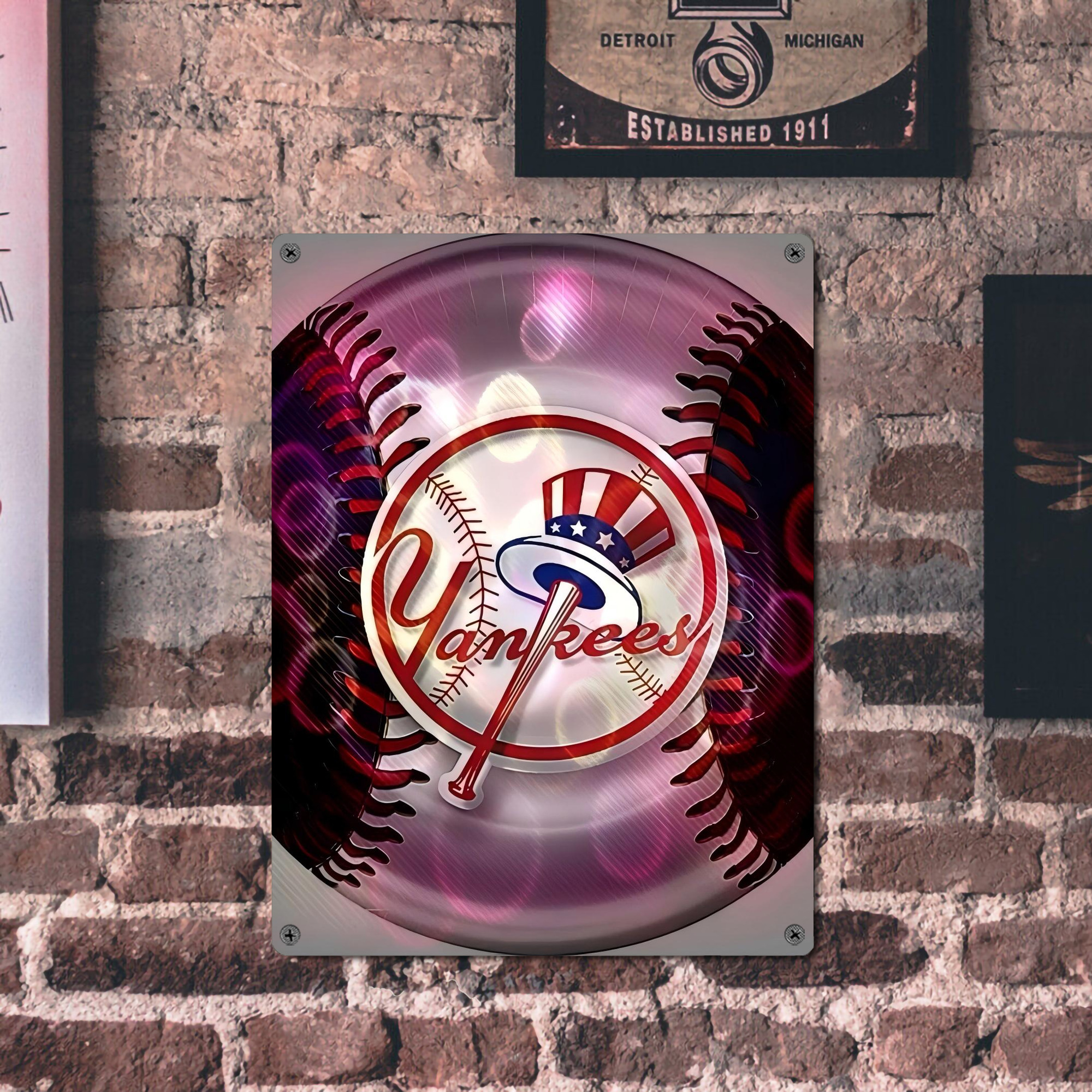 New York Yankees 244 Vintage Metal Tin Sign 12x16inch – Retro Wall Art Decor For Home, Bar, Kitchen, Bedroom, Office – Durable Iron Sheet Poster, Easy To Hang, Full-Color Printing
