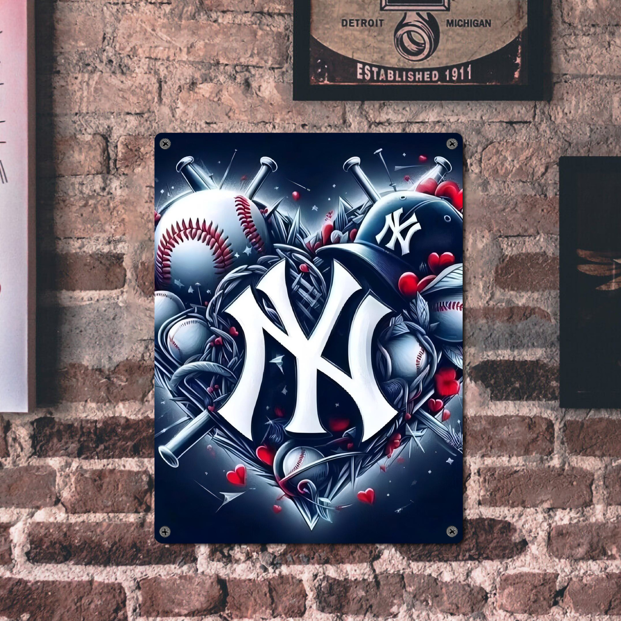 New York Yankees 251 Vintage Metal Tin Sign 12x16inch – Retro Wall Art Decor For Home, Bar, Kitchen, Bedroom, Office – Durable Iron Sheet Poster, Easy To Hang, Full-Color Printing