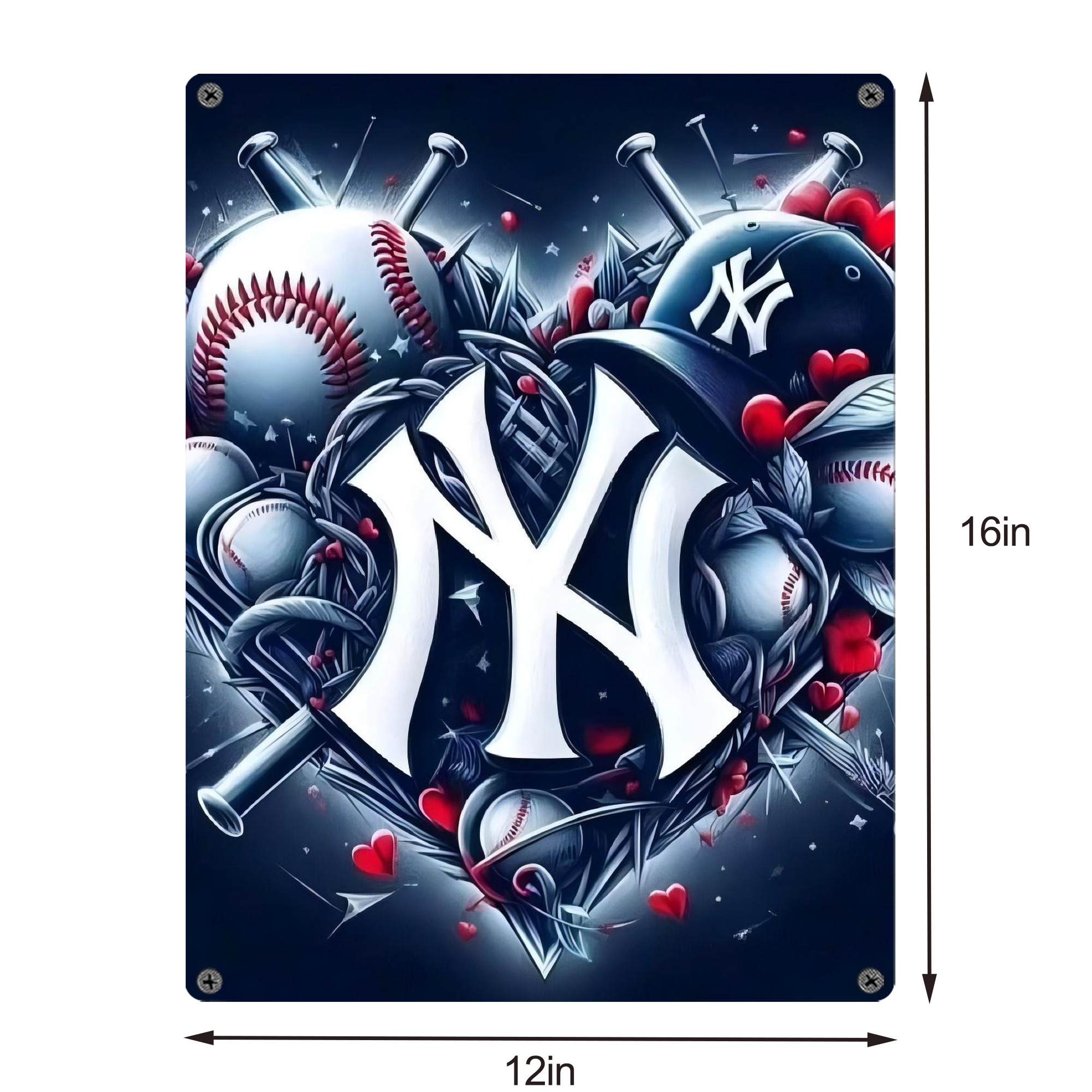 New York Yankees 251 Vintage Metal Tin Sign 12x16inch – Retro Wall Art Decor For Home, Bar, Kitchen, Bedroom, Office – Durable Iron Sheet Poster, Easy To Hang, Full-Color Printing