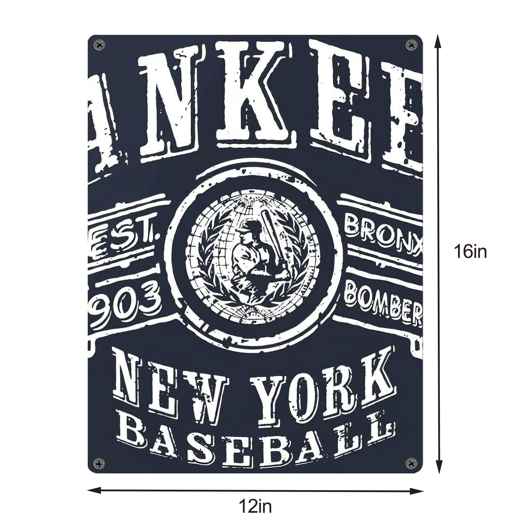 New York Yankees 252 Vintage Metal Tin Sign 12x16inch – Retro Wall Art Decor For Home, Bar, Kitchen, Bedroom, Office – Durable Iron Sheet Poster, Easy To Hang, Full-Color Printing