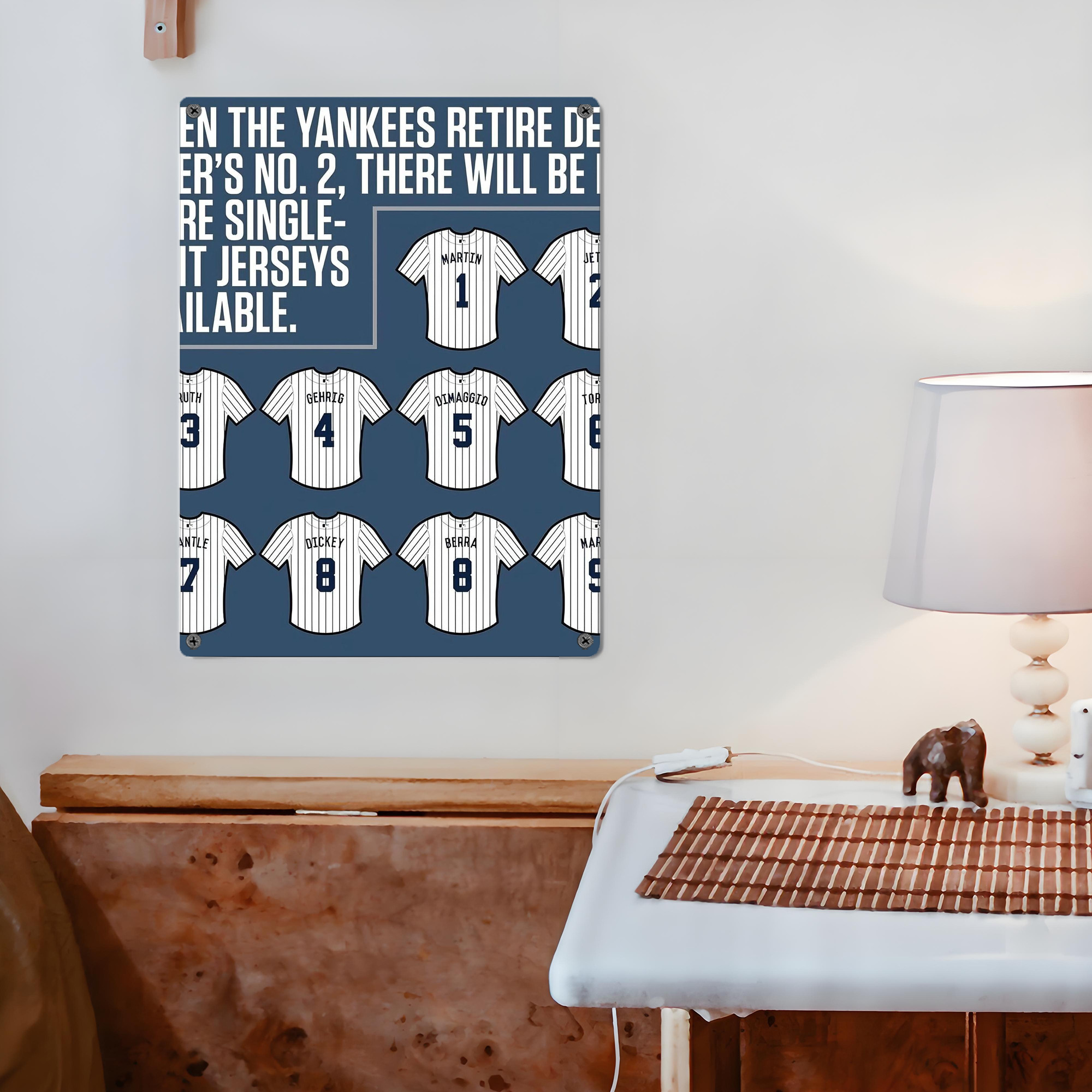 New York Yankees Retire Single Number Vintage Metal Tin Sign 12x16inch – Retro Wall Art Decor For Home, Bar, Kitchen, Bedroom, Office – Durable Iron Sheet Poster, Easy To Hang, Full-Color Printing