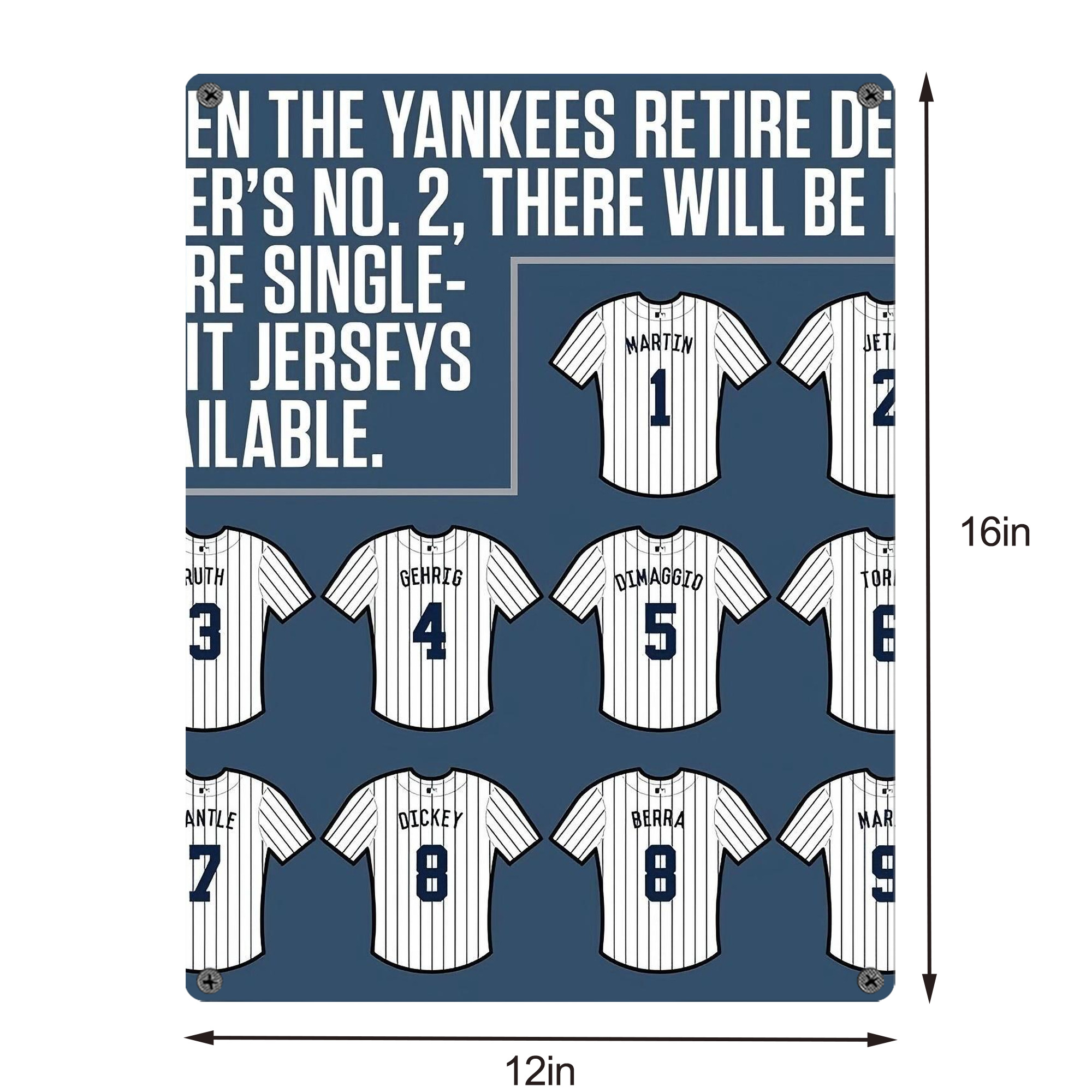 New York Yankees Retire Single Number Vintage Metal Tin Sign 12x16inch – Retro Wall Art Decor For Home, Bar, Kitchen, Bedroom, Office – Durable Iron Sheet Poster, Easy To Hang, Full-Color Printing