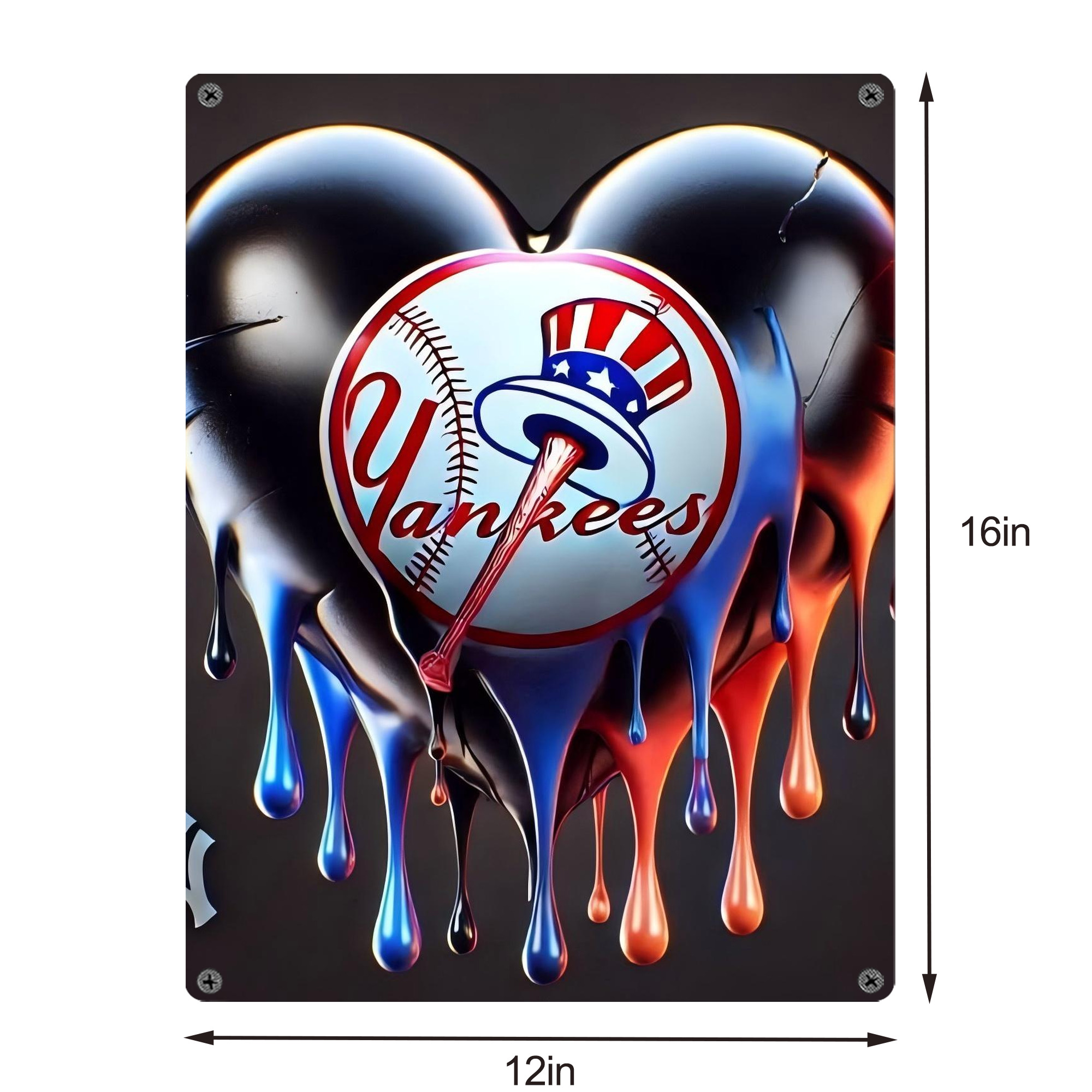 New York Yankees Heart Vintage Metal Tin Sign 12x16inch – Retro Wall Art Decor For Home, Bar, Kitchen, Bedroom, Office – Durable Iron Sheet Poster, Easy To Hang, Full-Color Printing