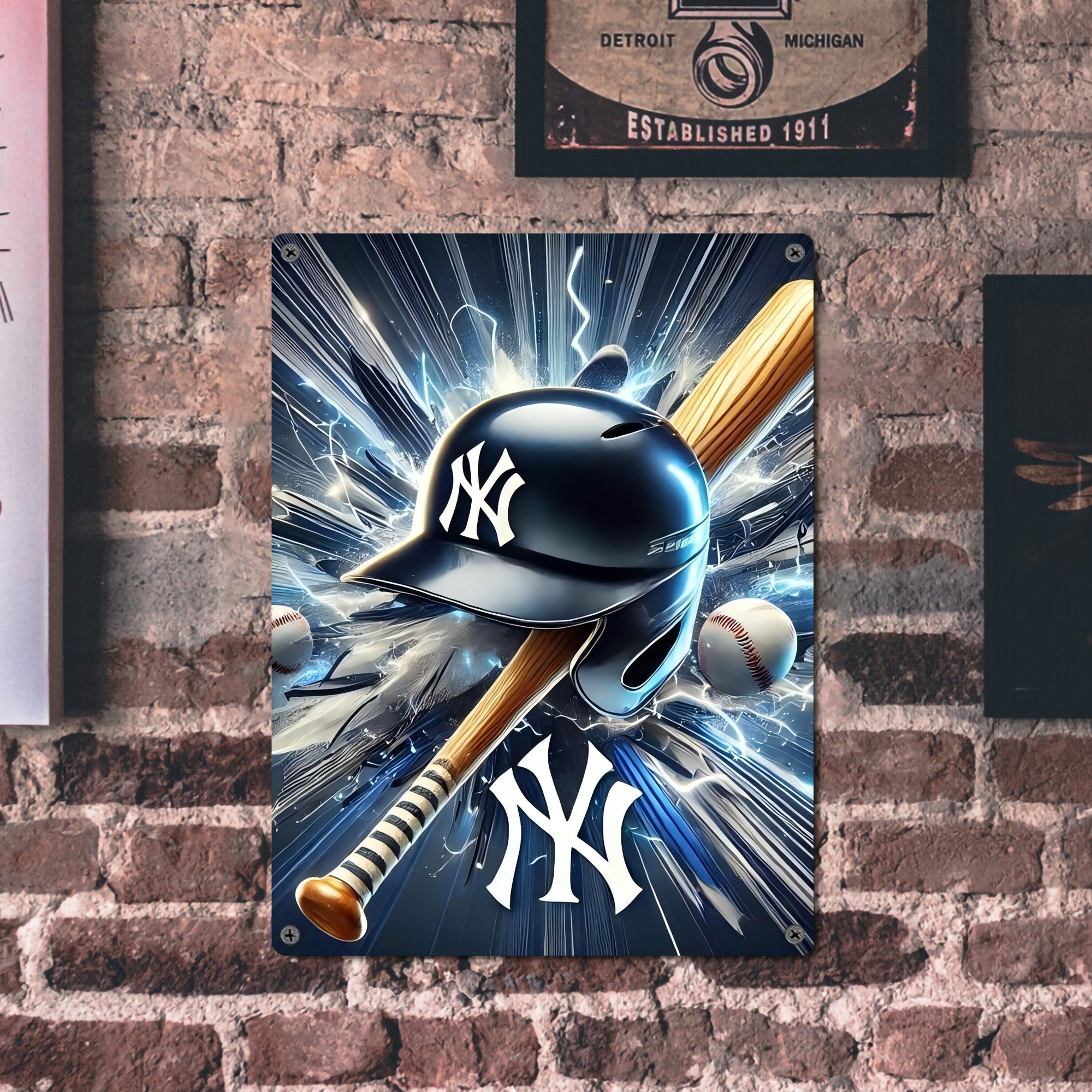 New York Yankees 264 Vintage Metal Tin Sign 12x16inch – Retro Wall Art Decor For Home, Bar, Kitchen, Bedroom, Office – Durable Iron Sheet Poster, Easy To Hang, Full-Color Printing