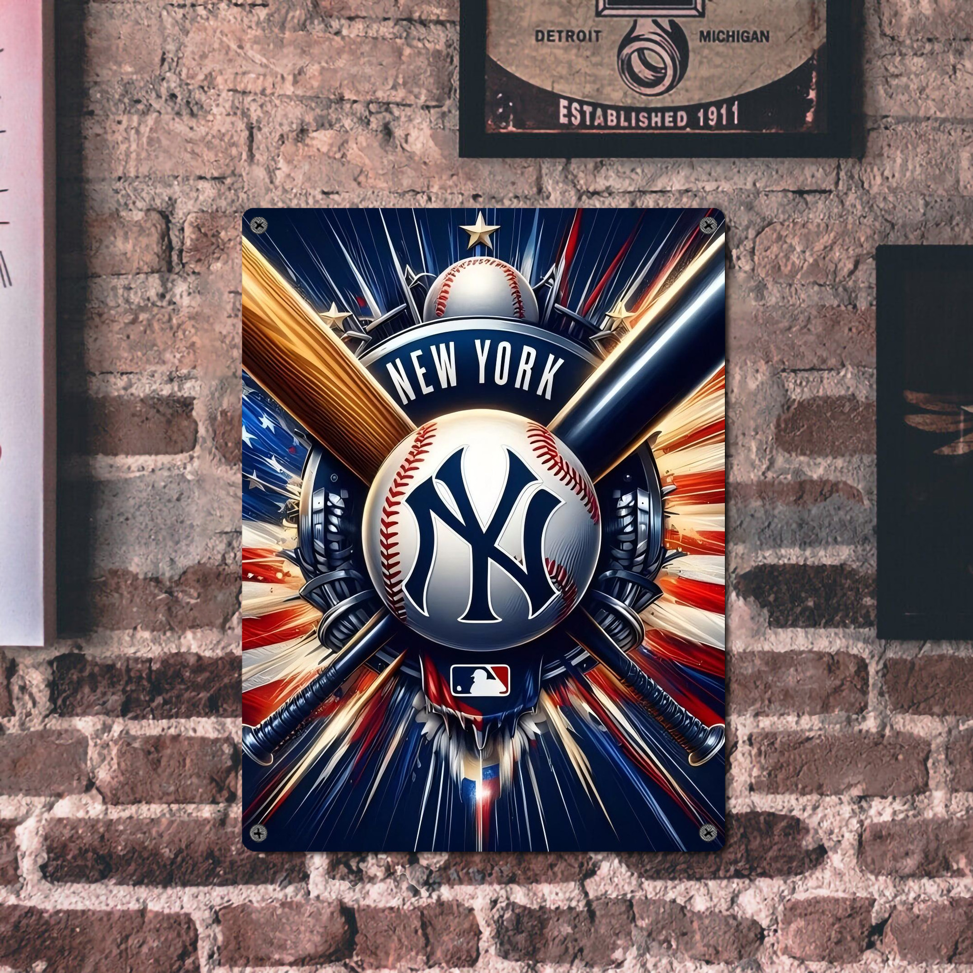 New York Yankees 268 Vintage Metal Tin Sign 12x16inch – Retro Wall Art Decor For Home, Bar, Kitchen, Bedroom, Office – Durable Iron Sheet Poster, Easy To Hang, Full-Color Printing