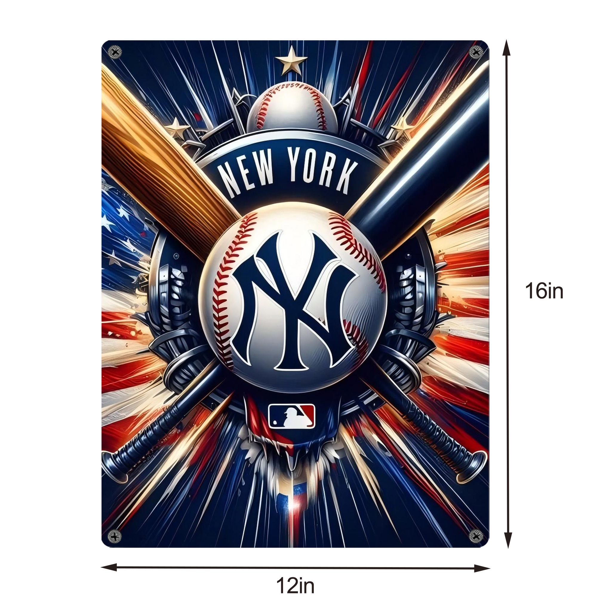 New York Yankees 268 Vintage Metal Tin Sign 12x16inch – Retro Wall Art Decor For Home, Bar, Kitchen, Bedroom, Office – Durable Iron Sheet Poster, Easy To Hang, Full-Color Printing
