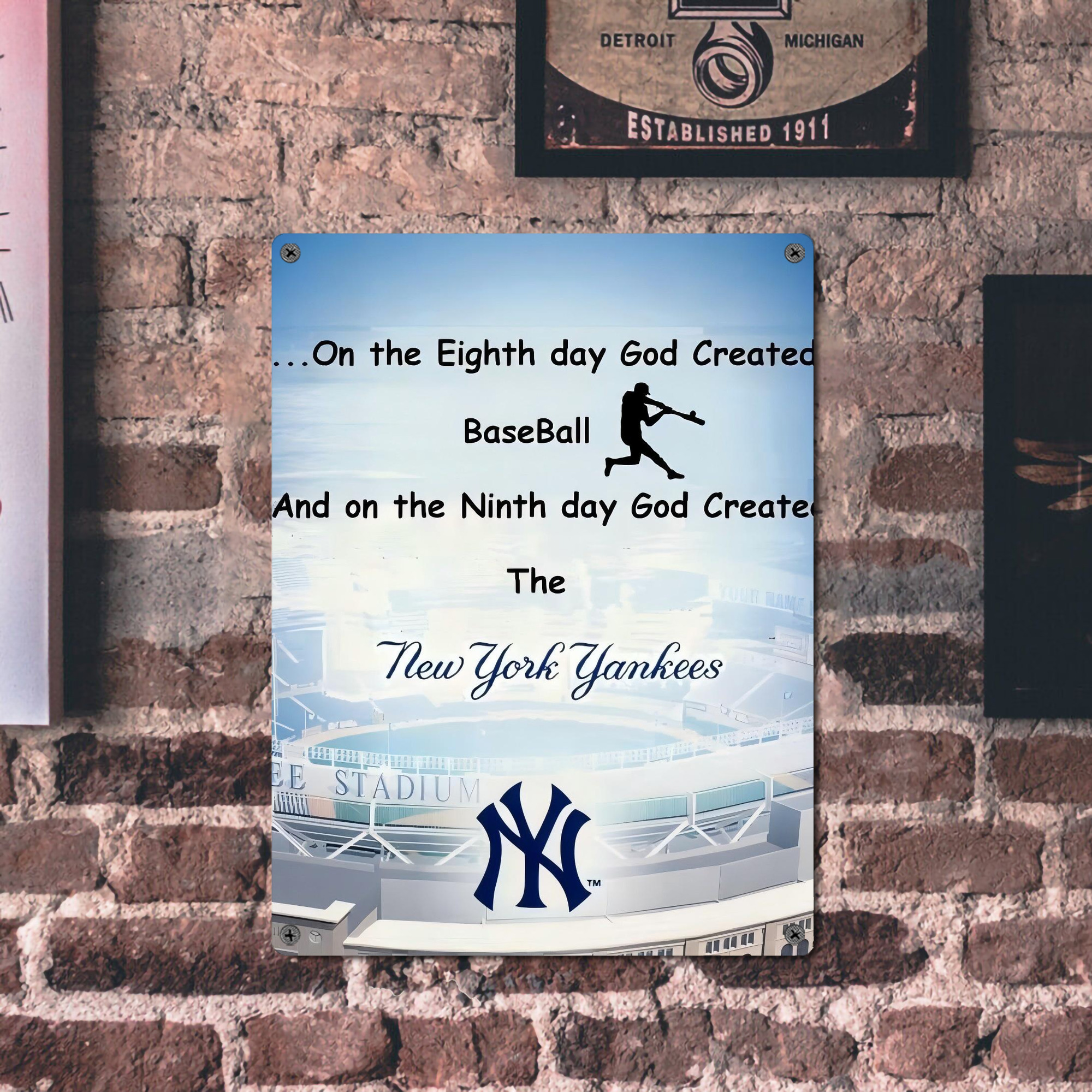 New York Yankees 314 Vintage Metal Tin Sign 12x16inch – Retro Wall Art Decor For Home, Bar, Kitchen, Bedroom, Office – Durable Iron Sheet Poster, Easy To Hang, Full-Color Printing