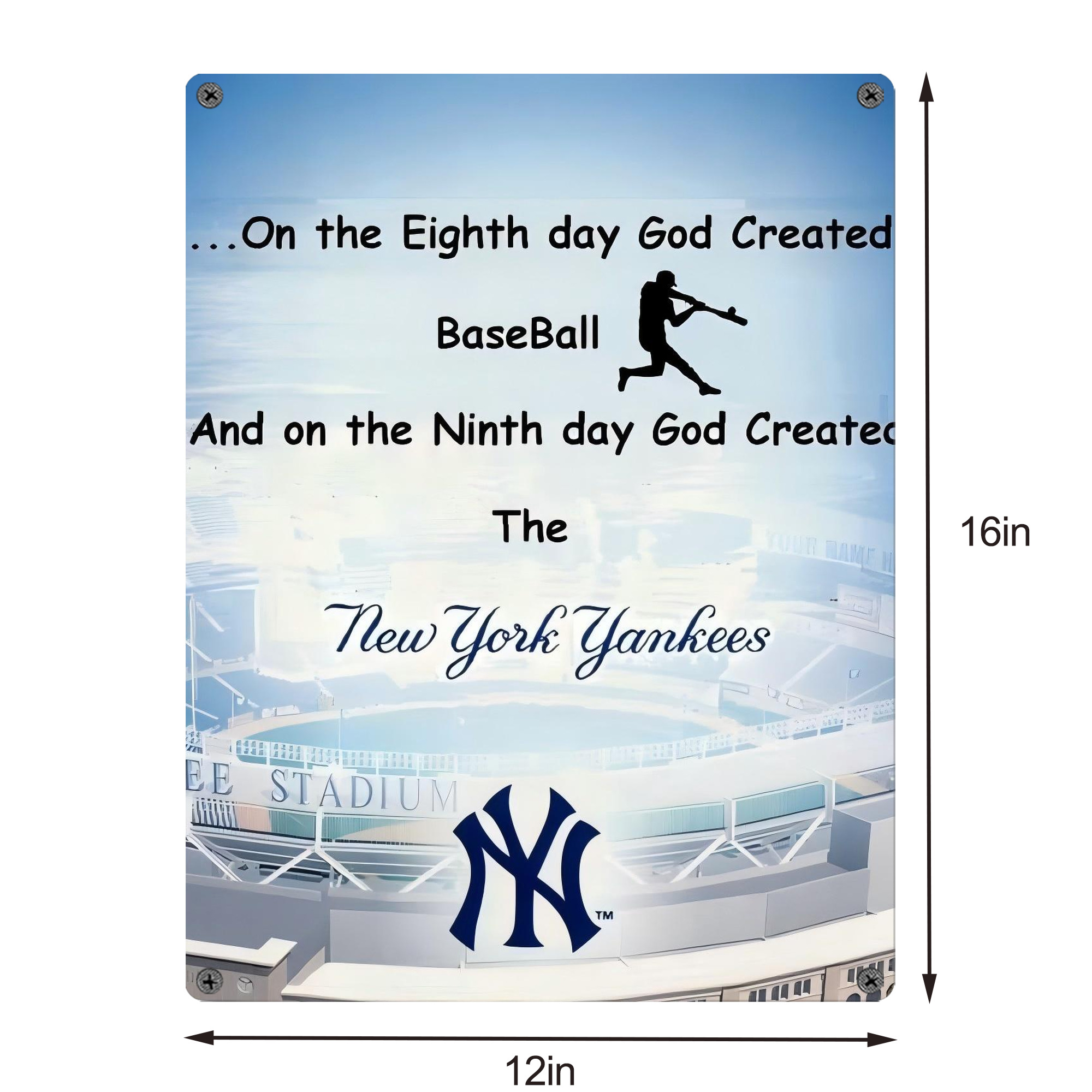 New York Yankees 314 Vintage Metal Tin Sign 12x16inch – Retro Wall Art Decor For Home, Bar, Kitchen, Bedroom, Office – Durable Iron Sheet Poster, Easy To Hang, Full-Color Printing
