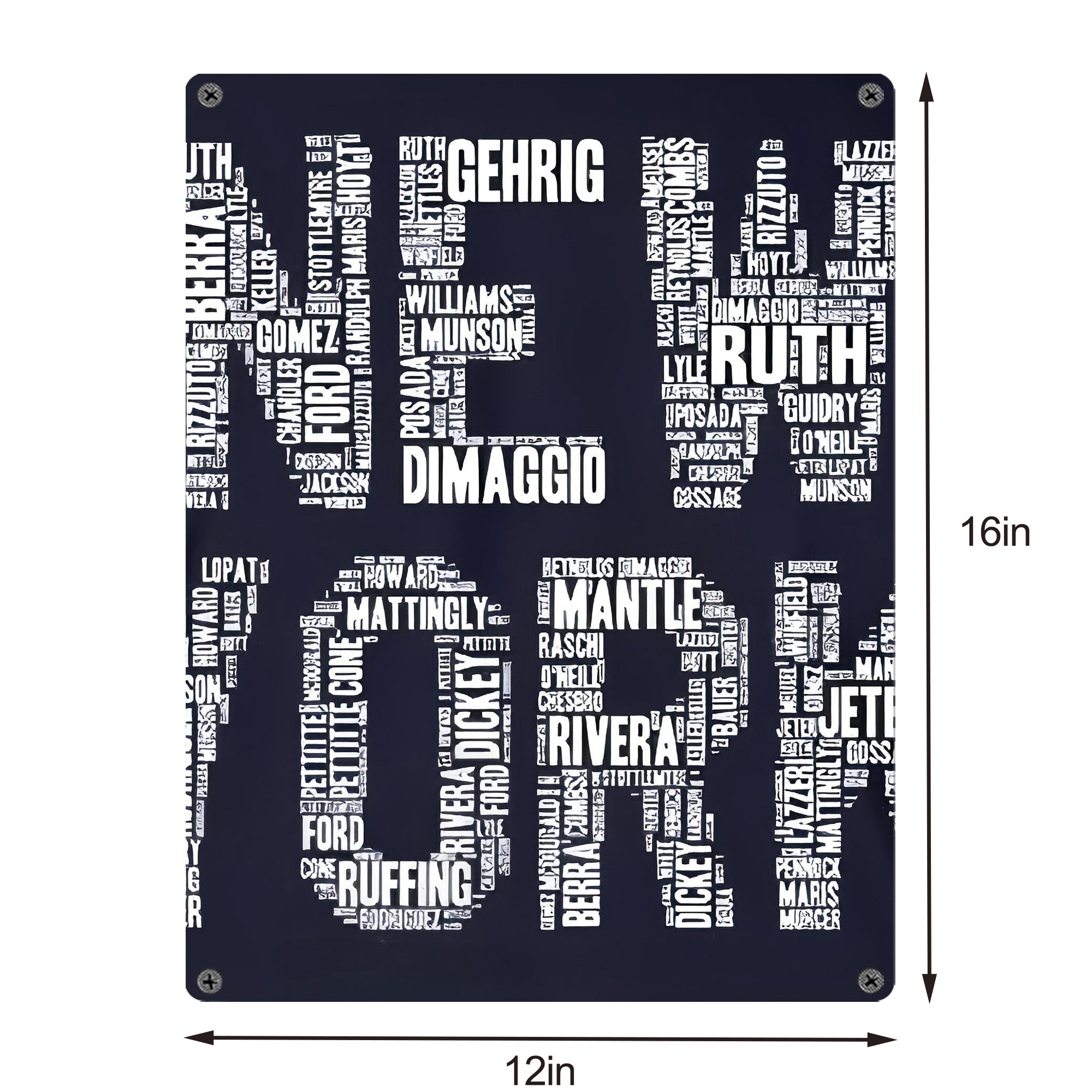 New York Yankees 303 Vintage Metal Tin Sign 12x16inch – Retro Wall Art Decor For Home, Bar, Kitchen, Bedroom, Office – Durable Iron Sheet Poster, Easy To Hang, Full-Color Printing