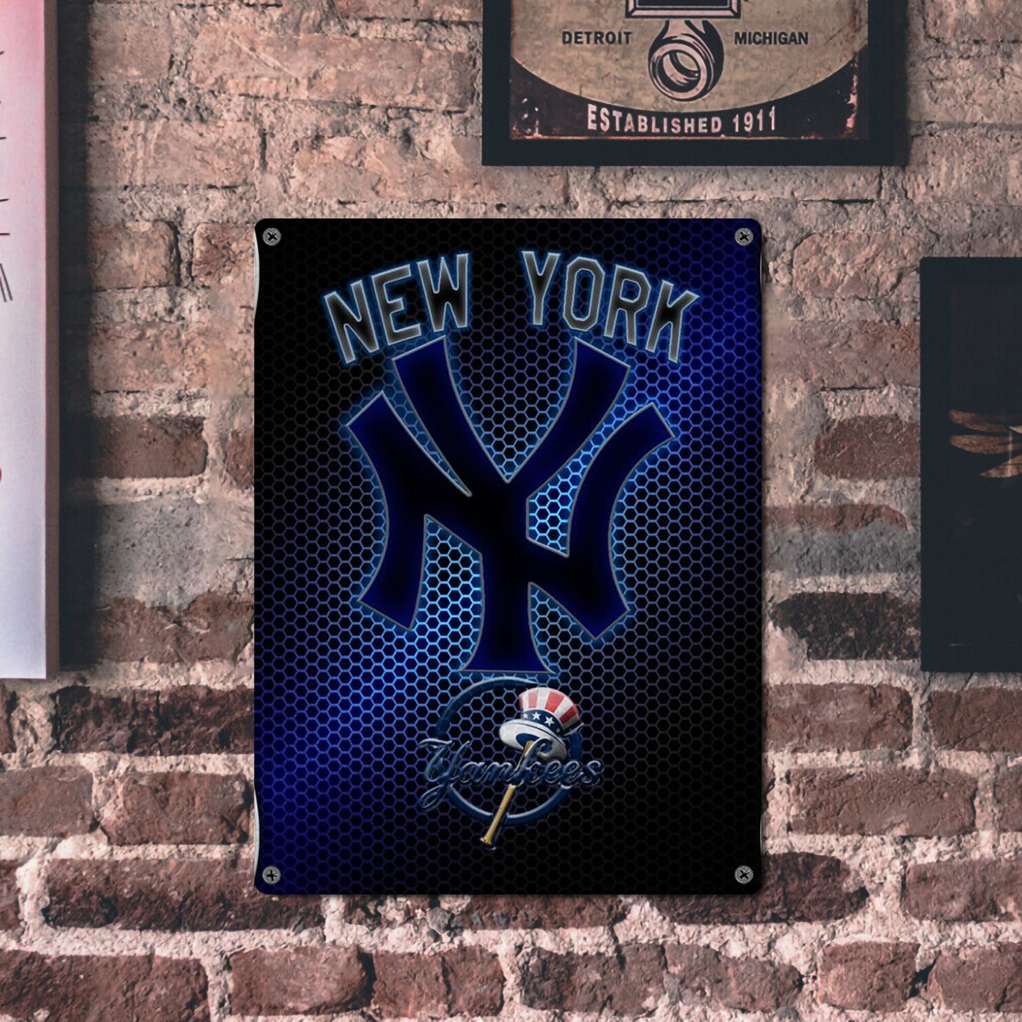 New York Yankees 334 Vintage Metal Tin Sign 12x16inch – Retro Wall Art Decor For Home, Bar, Kitchen, Bedroom, Office – Durable Iron Sheet Poster, Easy To Hang, Full-Color Printing
