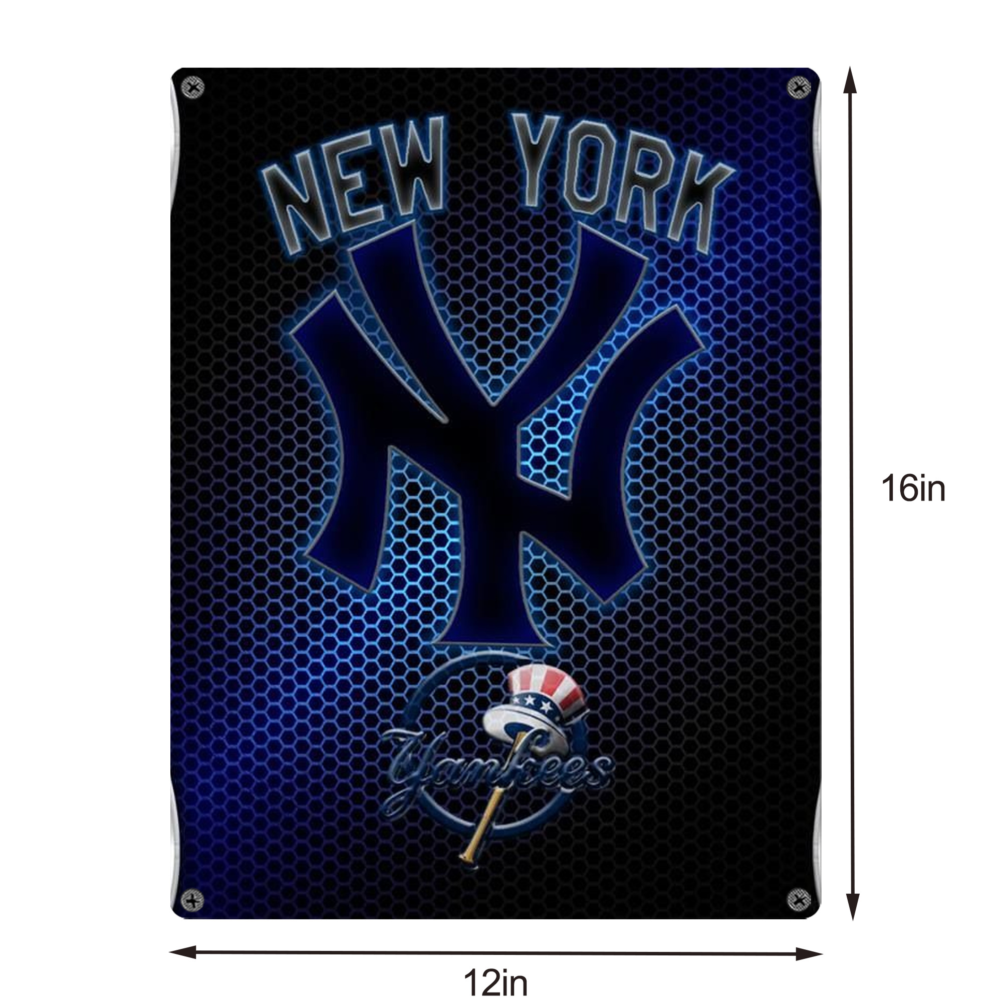 New York Yankees 334 Vintage Metal Tin Sign 12x16inch – Retro Wall Art Decor For Home, Bar, Kitchen, Bedroom, Office – Durable Iron Sheet Poster, Easy To Hang, Full-Color Printing