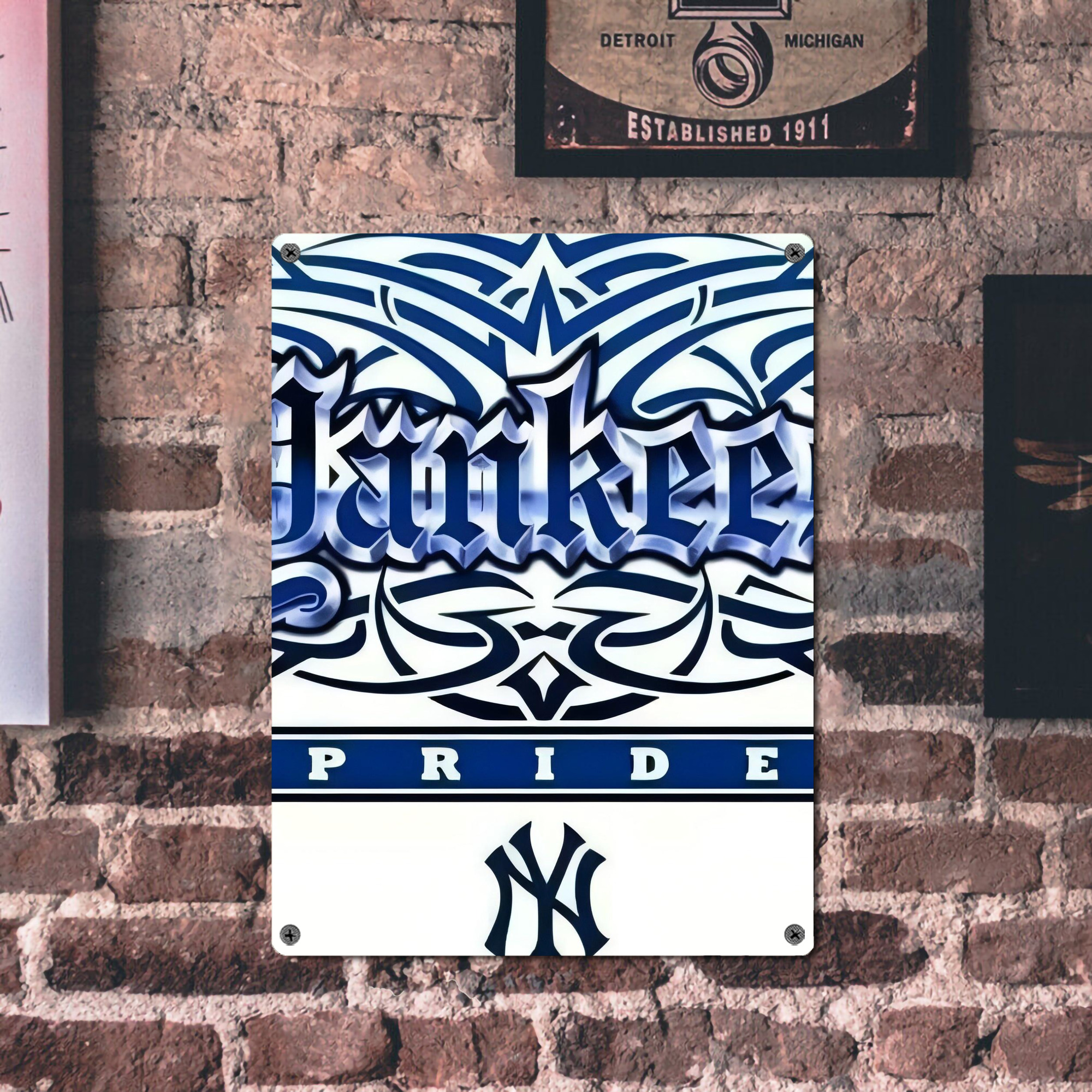 New York Yankees 304 Vintage Metal Tin Sign 12x16inch – Retro Wall Art Decor For Home, Bar, Kitchen, Bedroom, Office – Durable Iron Sheet Poster, Easy To Hang, Full-Color Printing