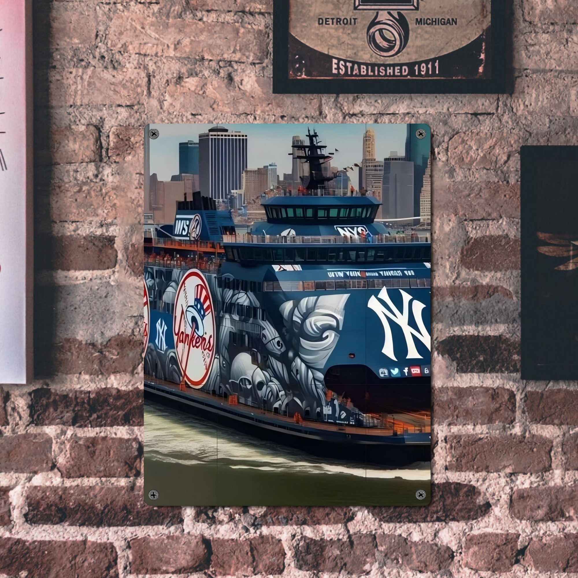 New York Yankees 299 Vintage Metal Tin Sign 12x16inch – Retro Wall Art Decor For Home, Bar, Kitchen, Bedroom, Office – Durable Iron Sheet Poster, Easy To Hang, Full-Color Printing