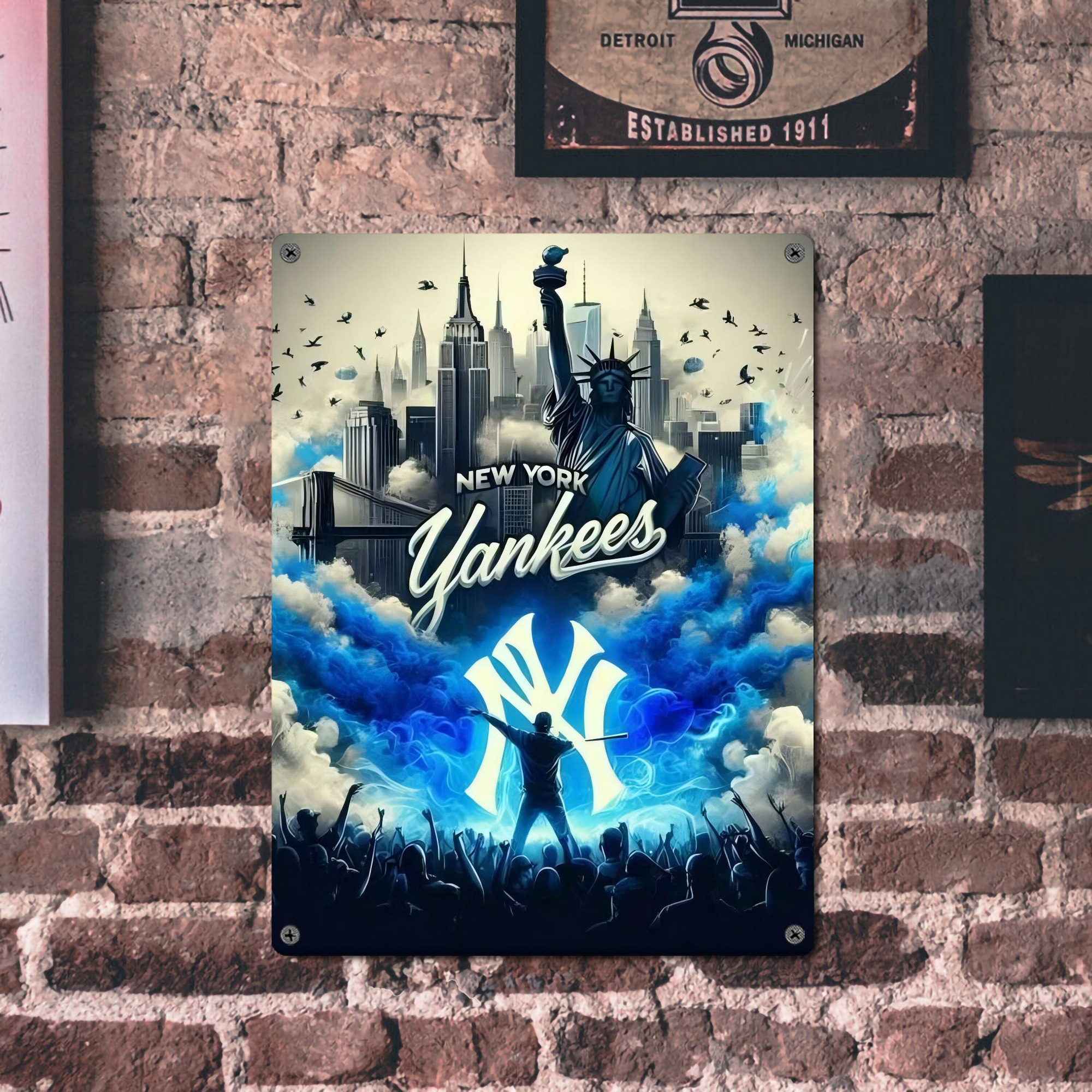 New York Yankees 308 Vintage Metal Tin Sign 12x16inch – Retro Wall Art Decor For Home, Bar, Kitchen, Bedroom, Office – Durable Iron Sheet Poster, Easy To Hang, Full-Color Printing