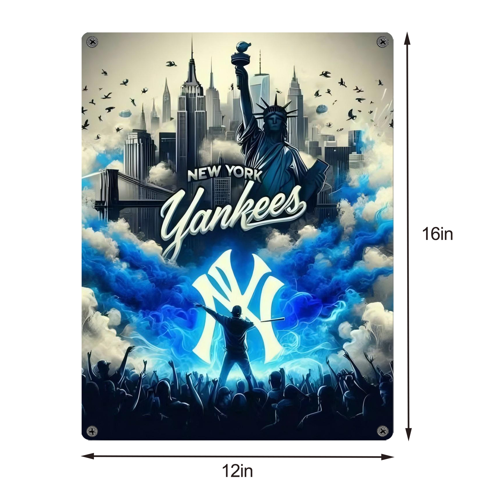 New York Yankees 308 Vintage Metal Tin Sign 12x16inch – Retro Wall Art Decor For Home, Bar, Kitchen, Bedroom, Office – Durable Iron Sheet Poster, Easy To Hang, Full-Color Printing