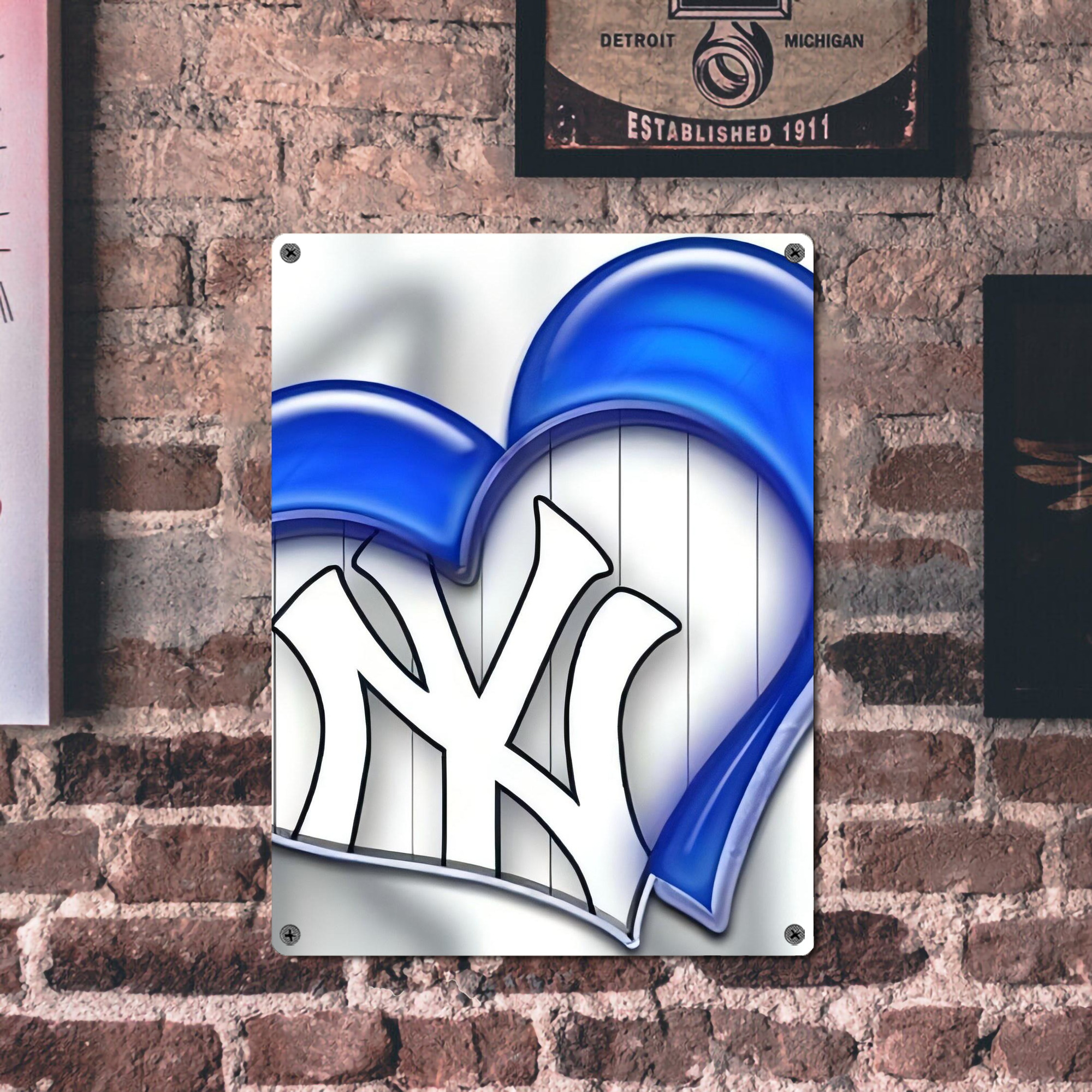 New York Yankees 310 Vintage Metal Tin Sign 12x16inch – Retro Wall Art Decor For Home, Bar, Kitchen, Bedroom, Office – Durable Iron Sheet Poster, Easy To Hang, Full-Color Printing