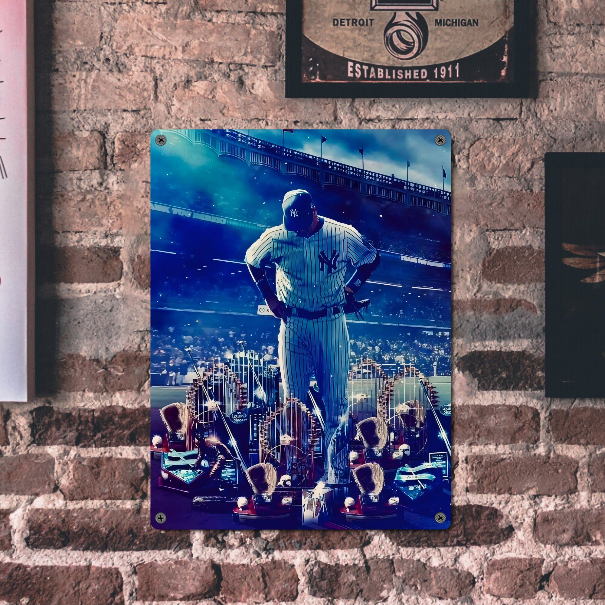 New York Yankees 345 Vintage Metal Tin Sign 12x16inch – Retro Wall Art Decor For Home, Bar, Kitchen, Bedroom, Office – Durable Iron Sheet Poster, Easy To Hang, Full-Color Printing