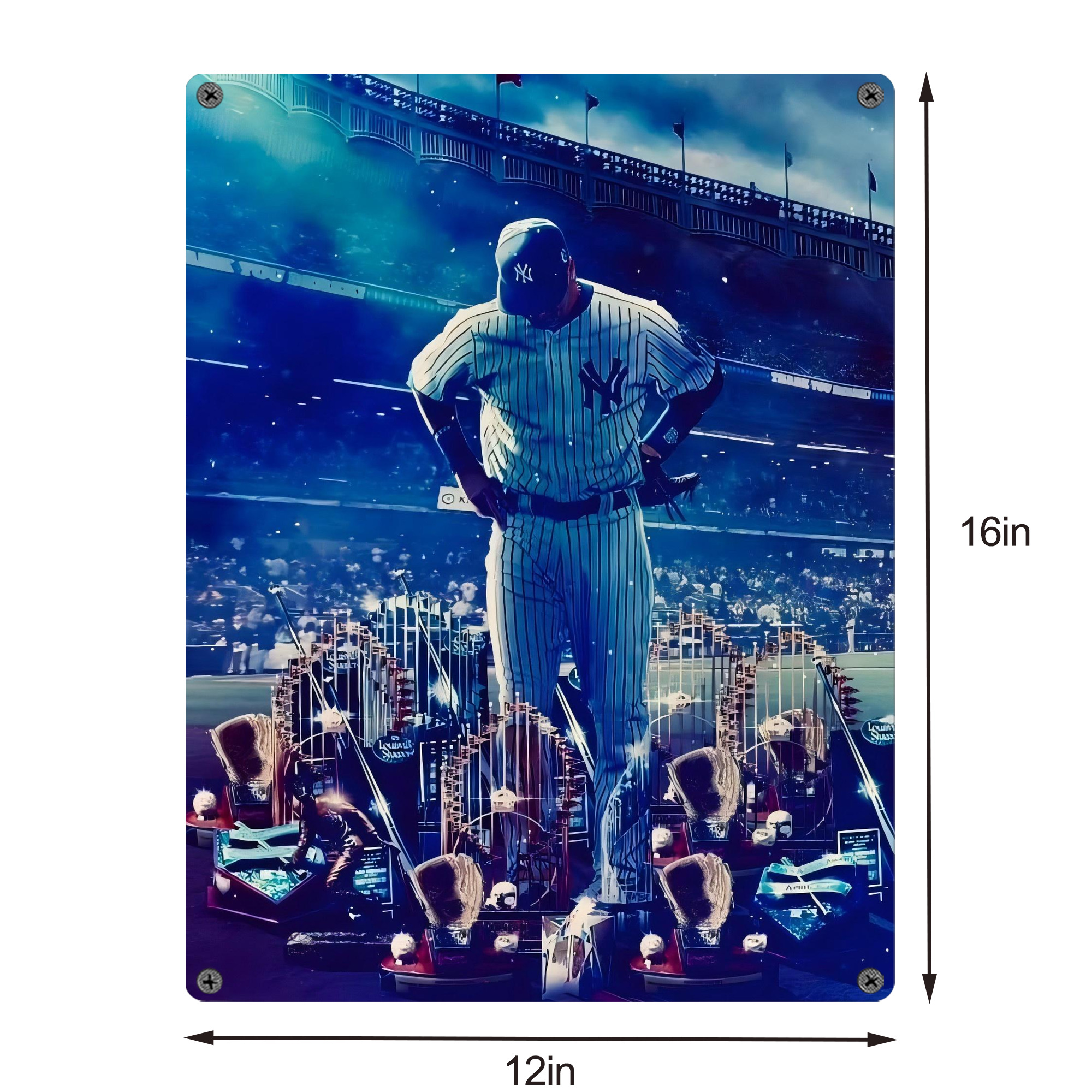 New York Yankees 345 Vintage Metal Tin Sign 12x16inch – Retro Wall Art Decor For Home, Bar, Kitchen, Bedroom, Office – Durable Iron Sheet Poster, Easy To Hang, Full-Color Printing