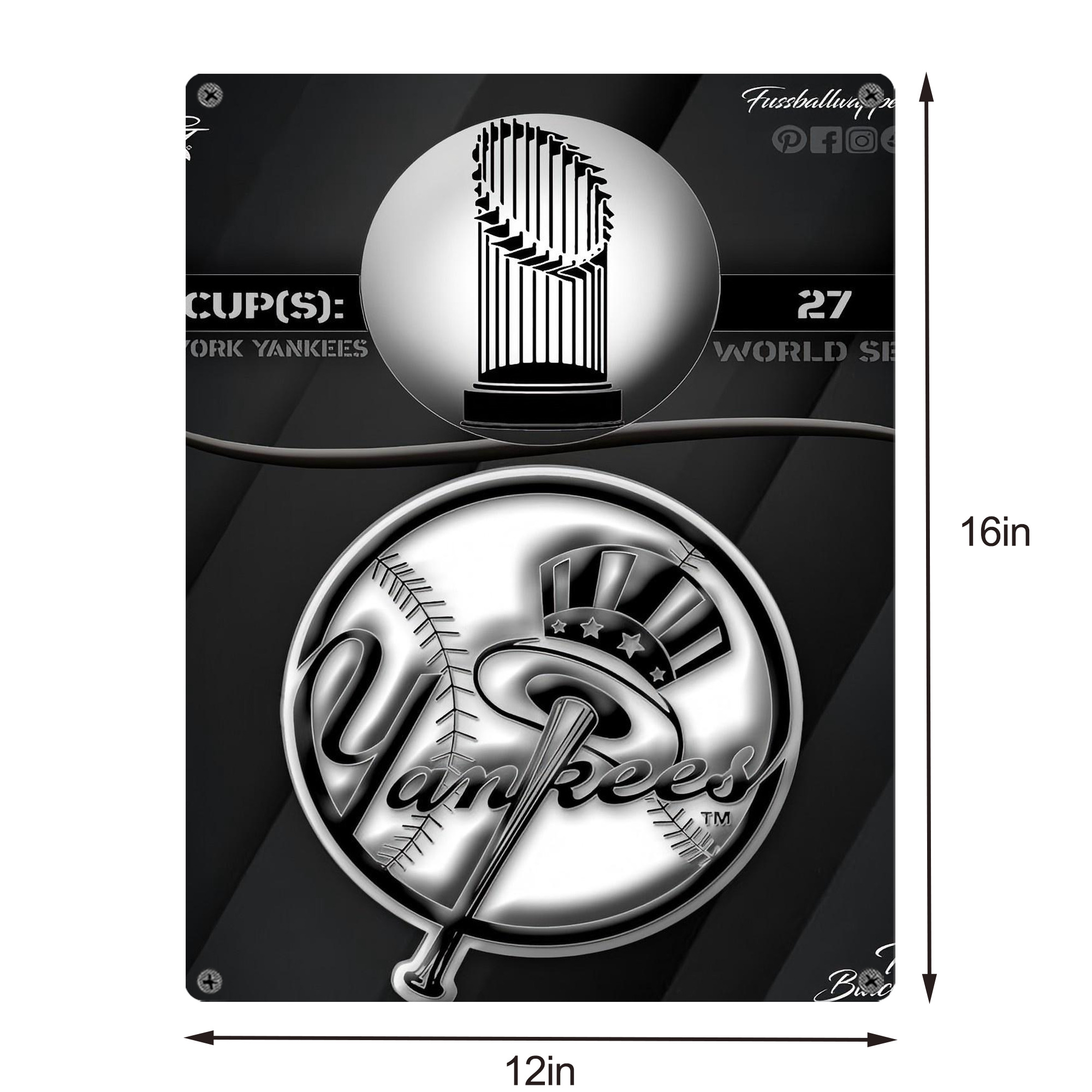 New York Yankees 325 Vintage Metal Tin Sign 12x16inch – Retro Wall Art Decor For Home, Bar, Kitchen, Bedroom, Office – Durable Iron Sheet Poster, Easy To Hang, Full-Color Printing